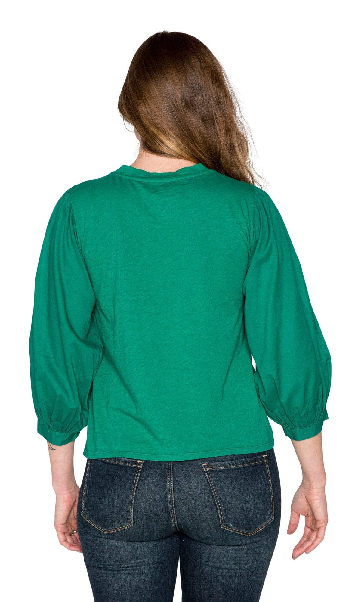 Velvet by Graham &amp; Spencer Simpson Cotton Slub Contrast Puff Sleeve Top