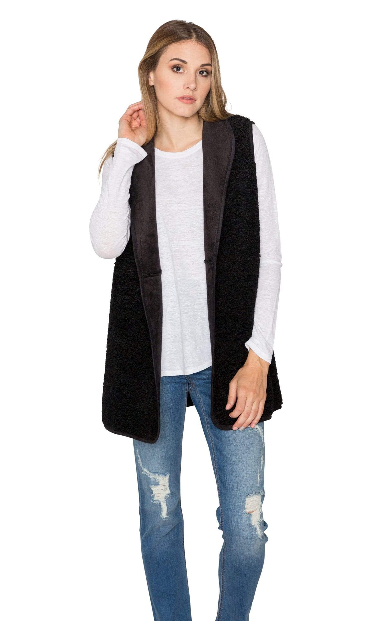 Velvet by Graham &amp; Spencer Valetta Faux Sherpa Reversible Colorblock Vest