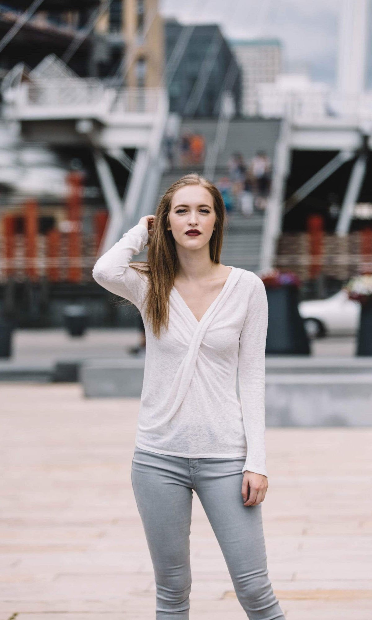 Velvet by Graham &amp; Spencer Cady Textured V Neck Drape Top