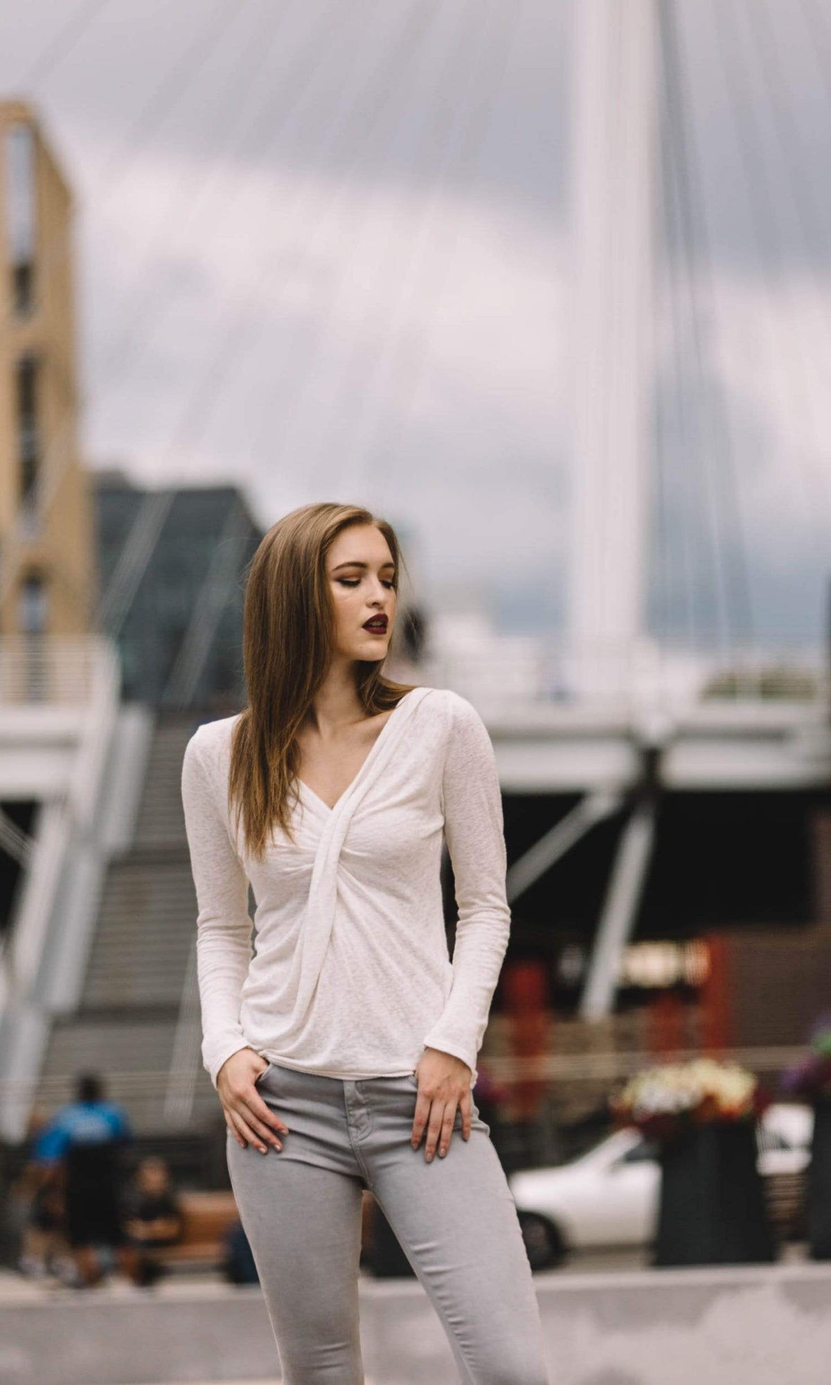 Velvet by Graham &amp; Spencer Cady Textured V Neck Drape Top