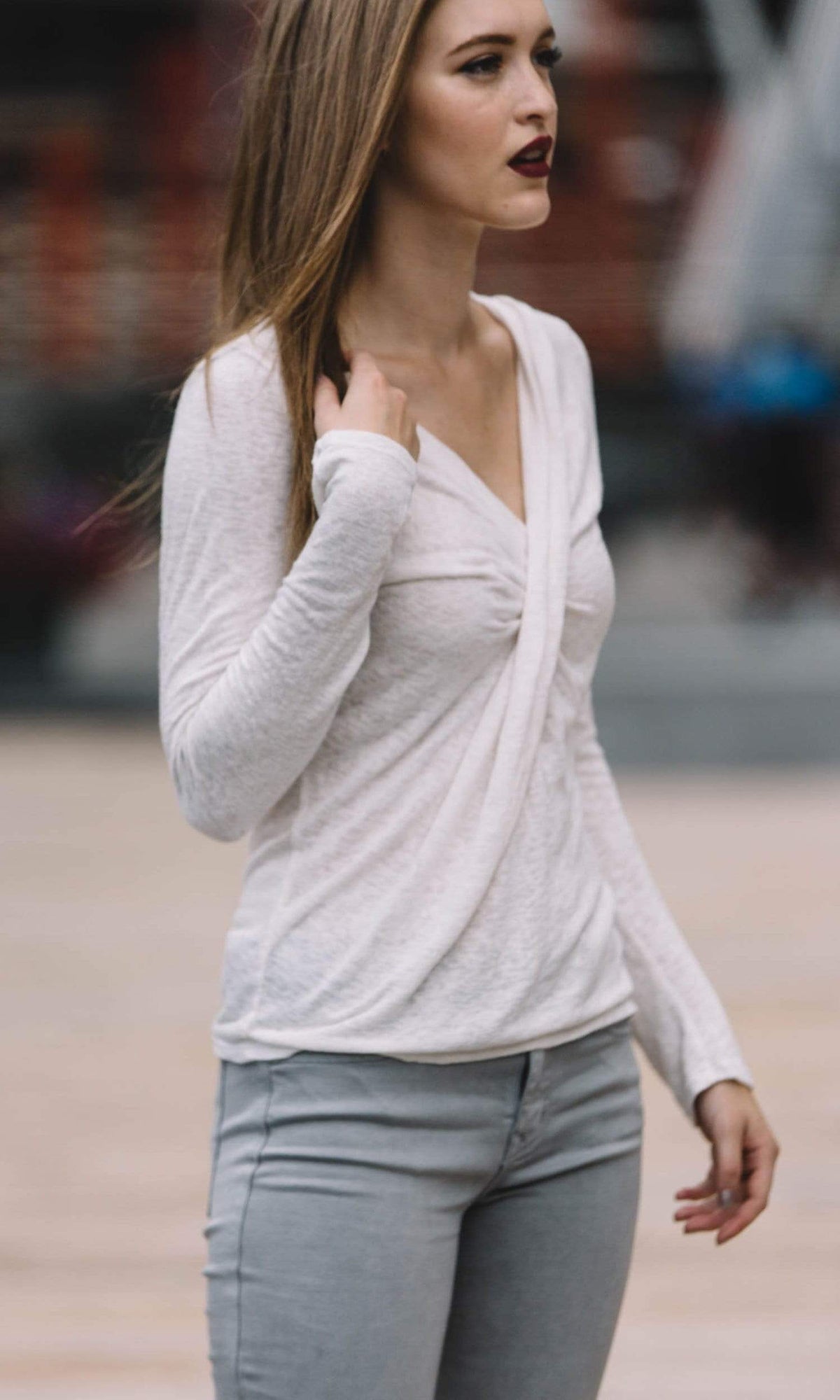 Velvet by Graham &amp; Spencer Cady Textured V Neck Drape Top