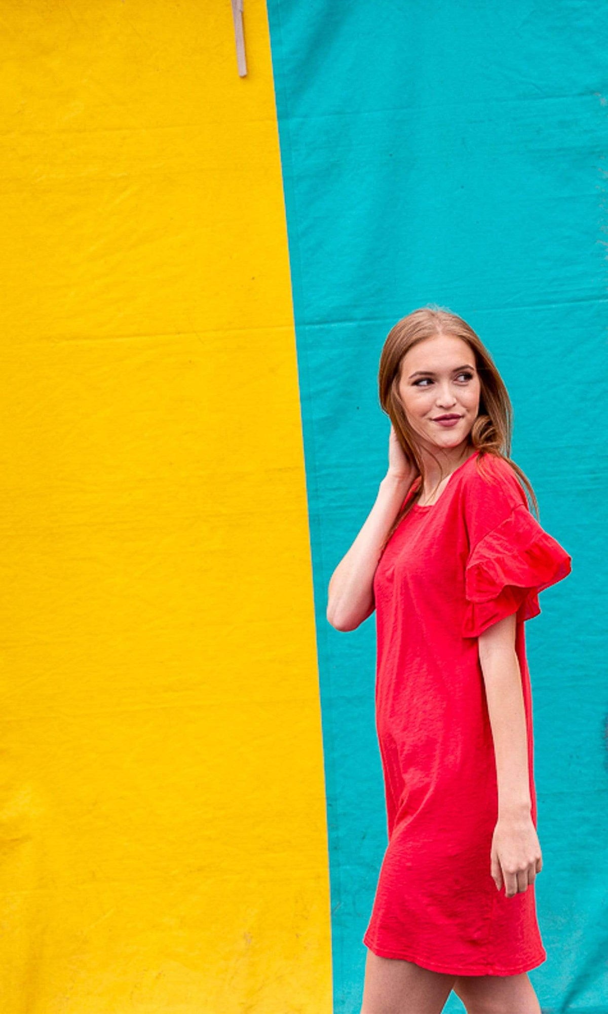 Velvet by Graham &amp; Spencer Sibel Cotton Contrast Ruffle Dress