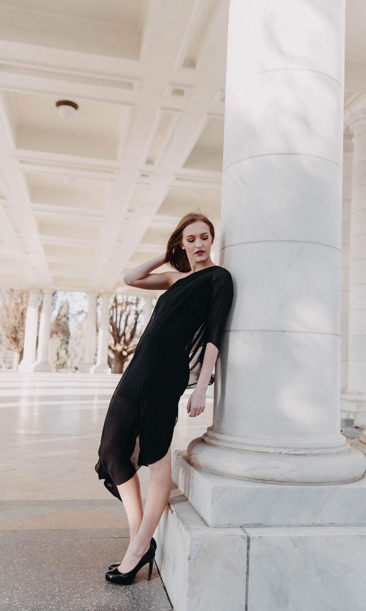 Analili Jasmine One Shoulder Drape Dress