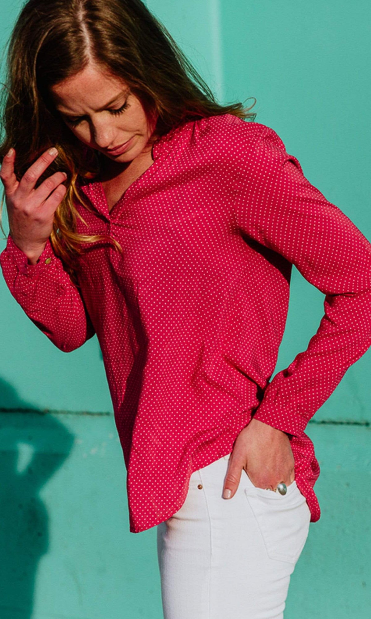 Velvet by Graham &amp; Spencer Jena Henley High Low Blouse