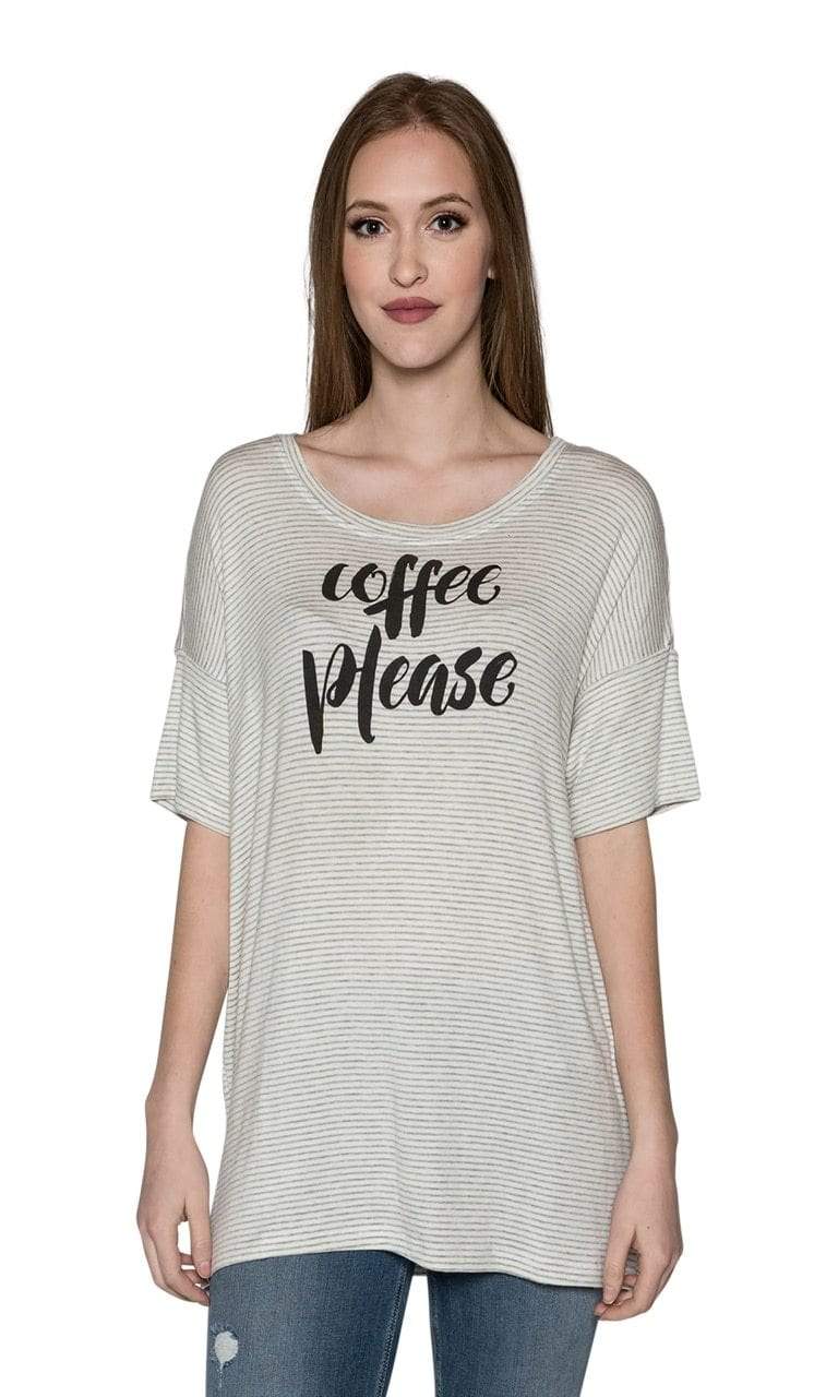 Sundown by River + Sky Coffee Please Striped Sleep Tee