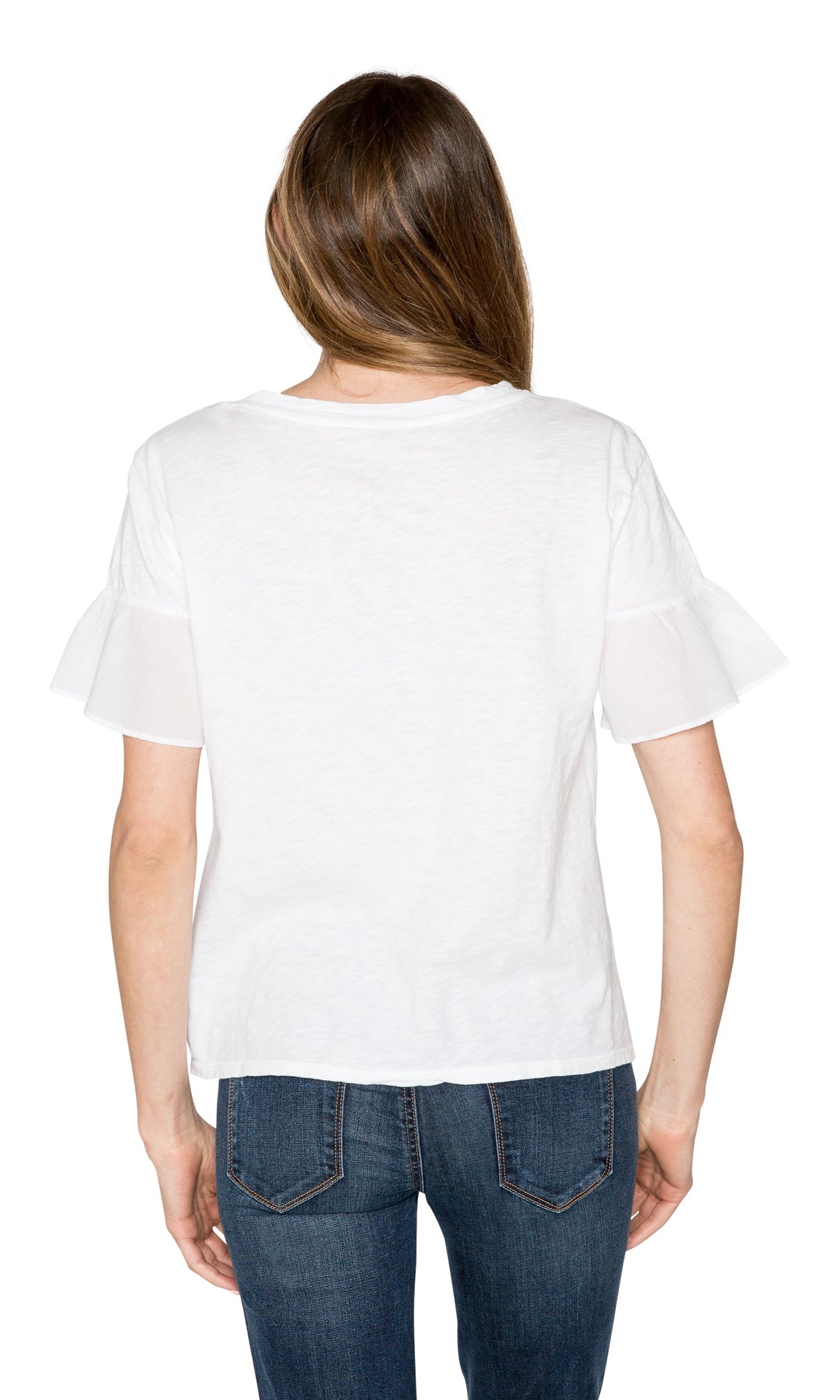 Velvet by Graham &amp; Spencer Maureen Cotton Contrast Ruffle Sleeve Top