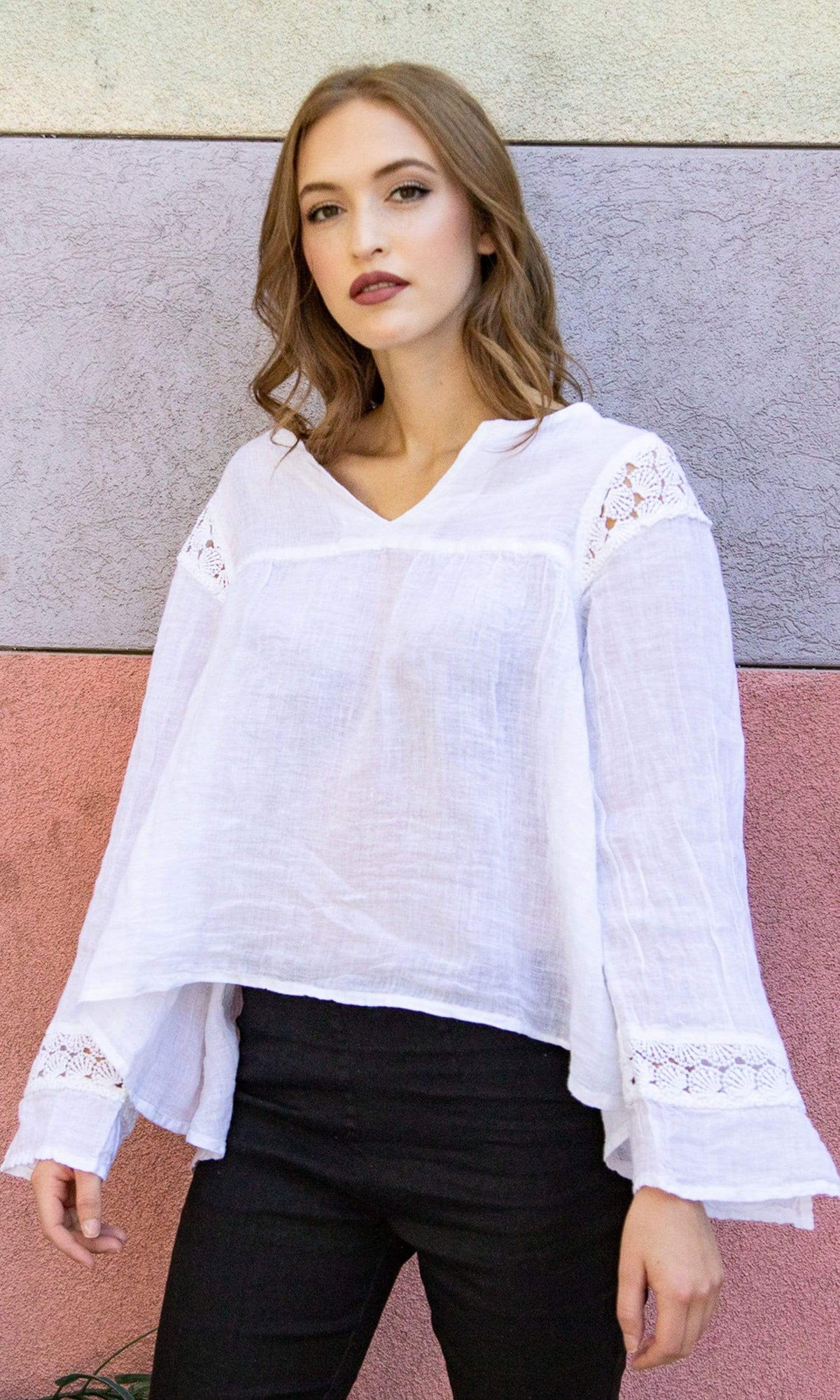 Haris Cotton Lace Trim Blouse
