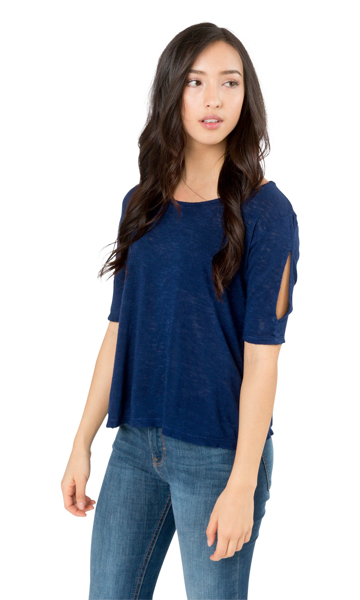 Velvet by Graham & Spencer Janey Textured Knit Cut Out Tee