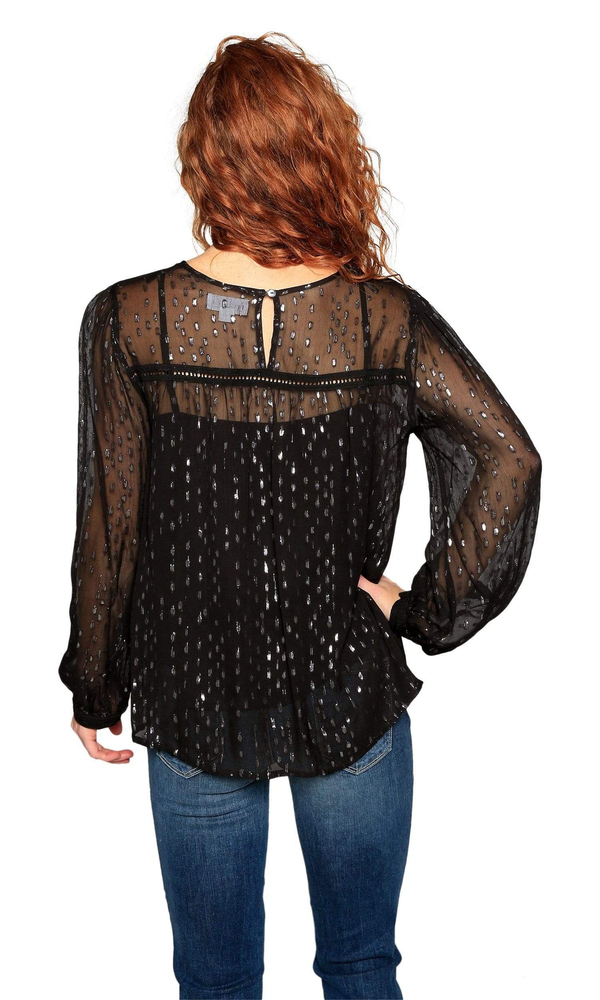 Velvet by Graham &amp; Spencer Roma Lurex Chiffon Sheer Top