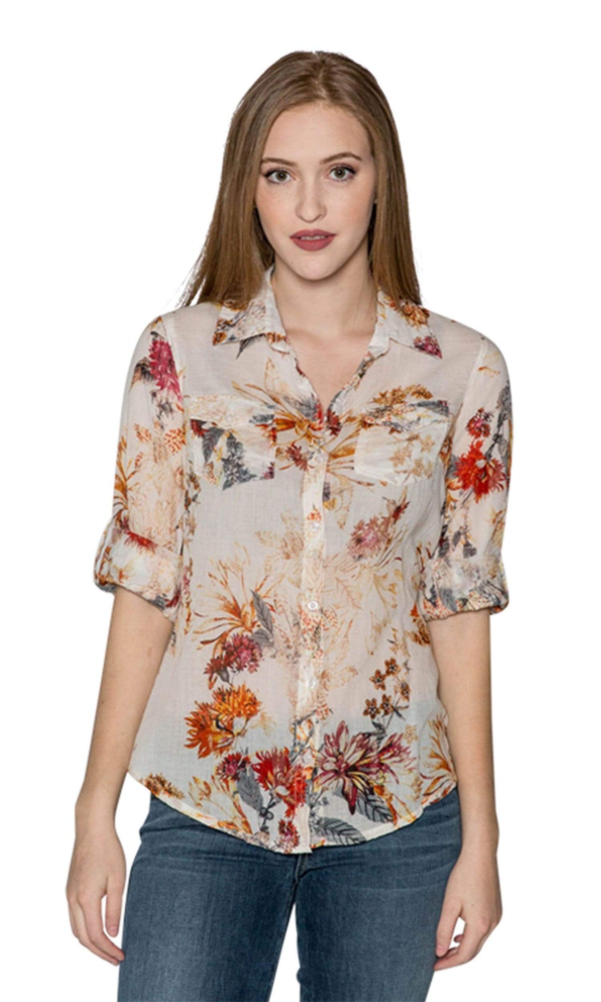 J.A.K. Button Down Red Floral Shirt