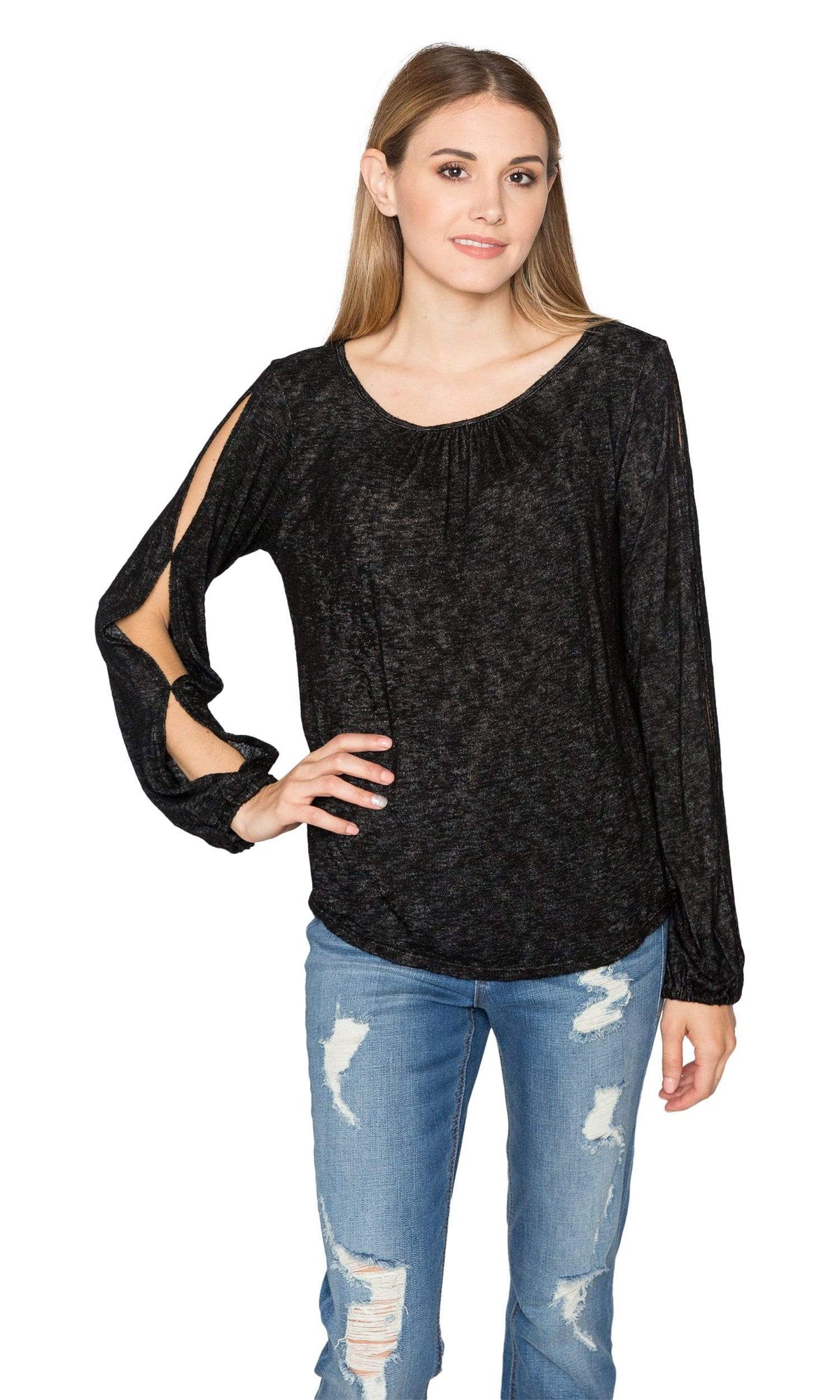 Velvet by Graham &amp; Spencer Bellatrix Slit Sleeve Textured Knit Top