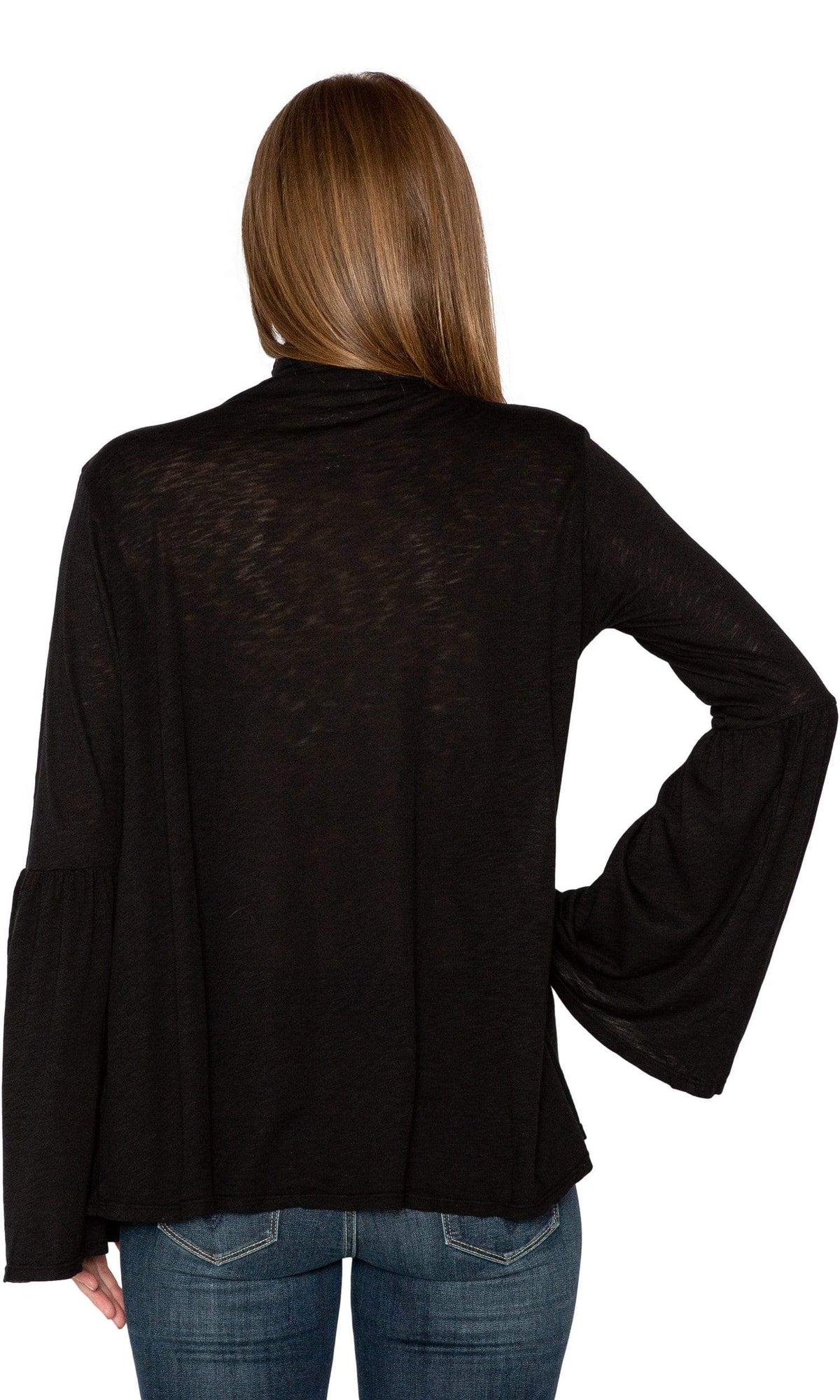 Velvet by Graham &amp; Spencer Xena Lux Slub Bell Sleeve Mock Neck Top