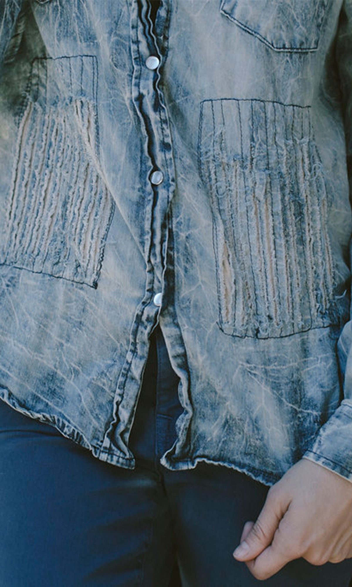 Nu Vintage Distressed Denim Top