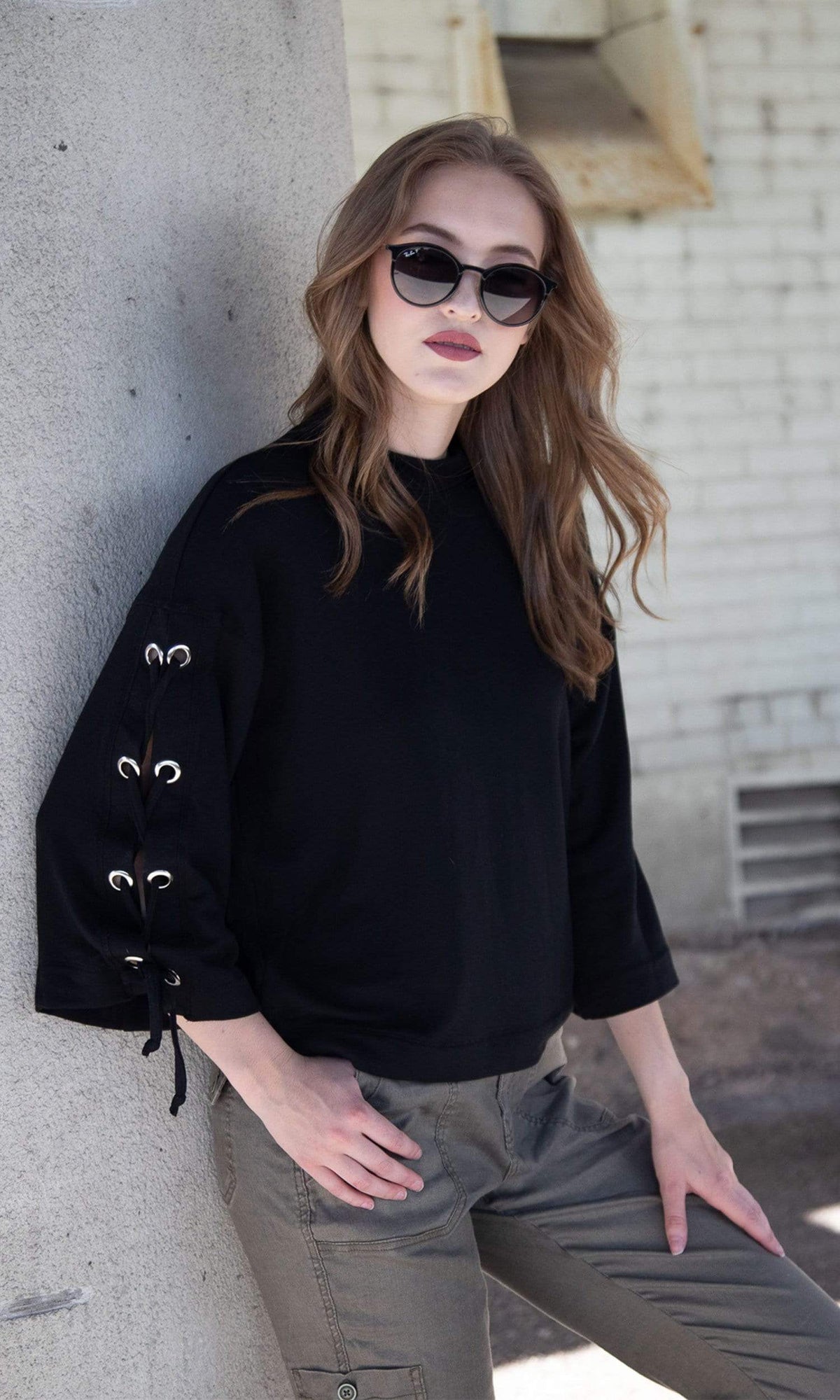 River + Sky Penny Lace Up Sleeve Sweatshirt