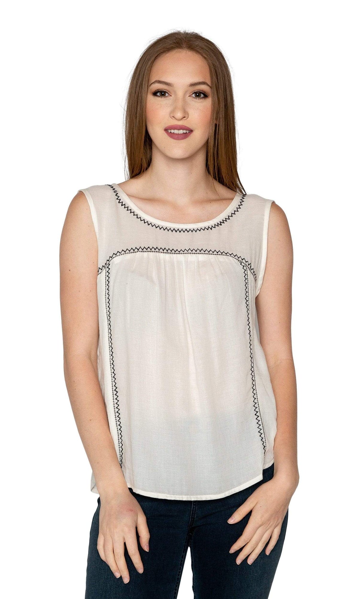 Velvet by Graham &amp; Spencer Asera Embroidered Crepe Sleeveless Top