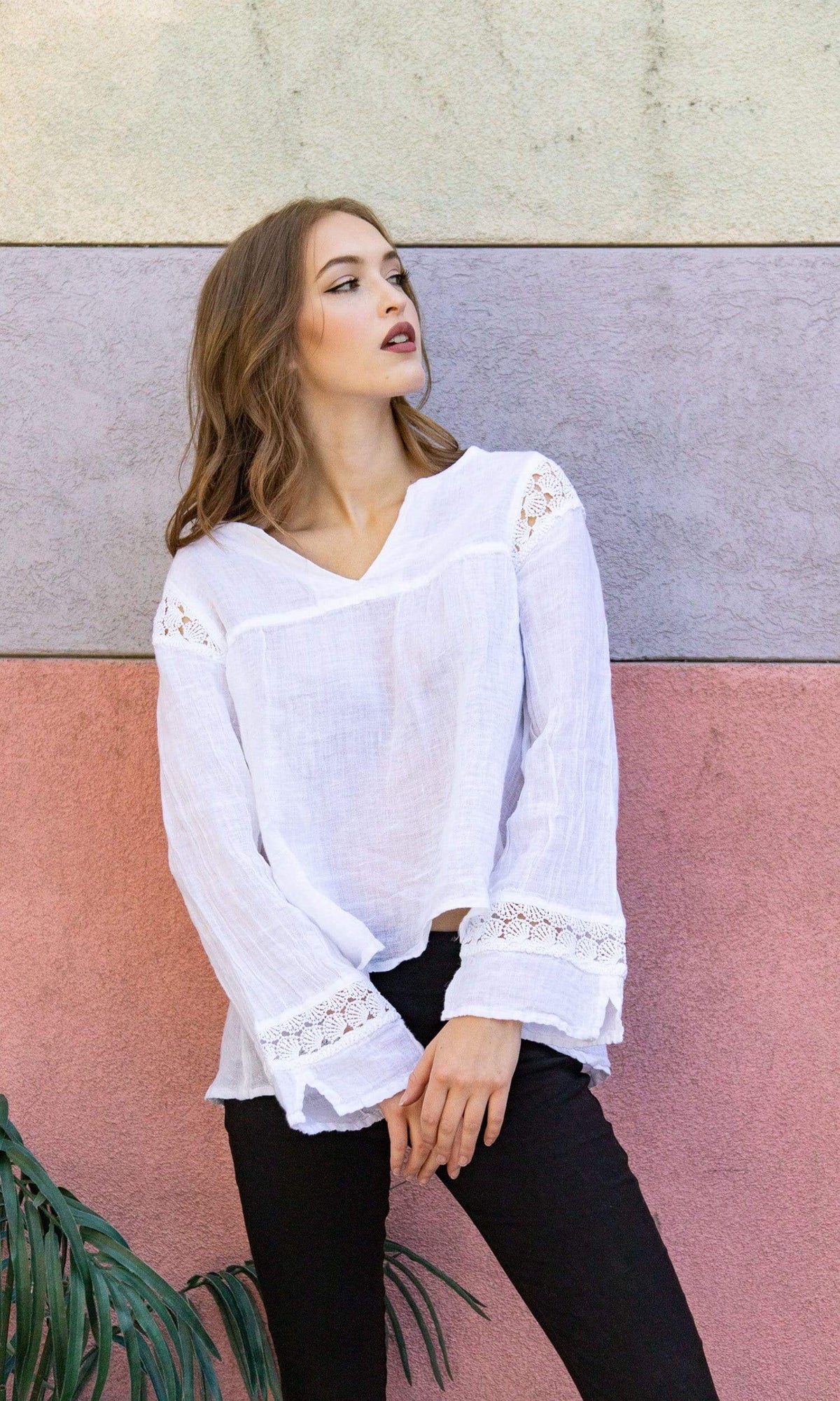 Haris Cotton Lace Trim Blouse