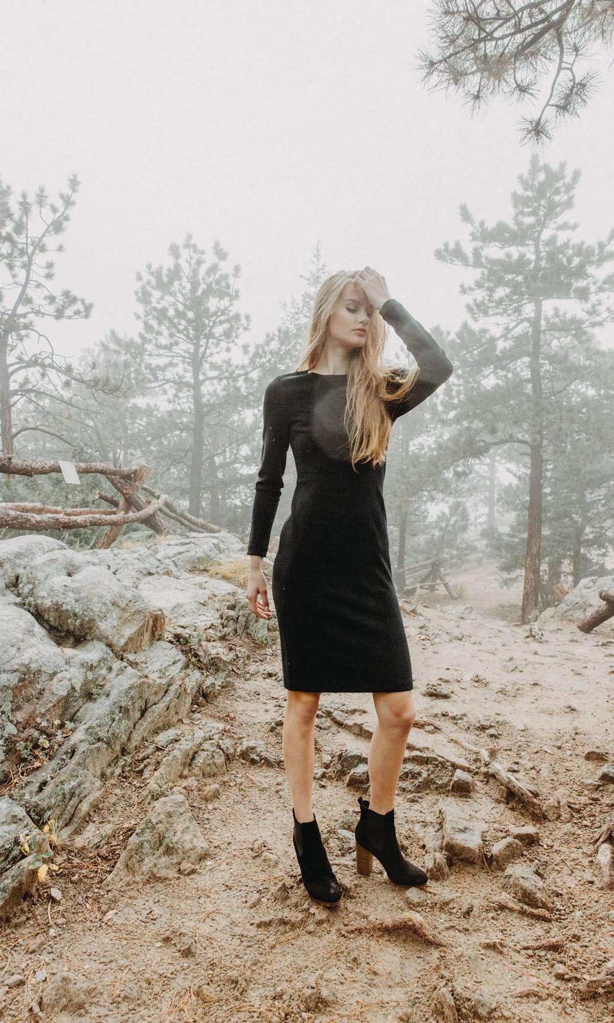 Level 99 Nev Long Sleeve Faux Suede Dress