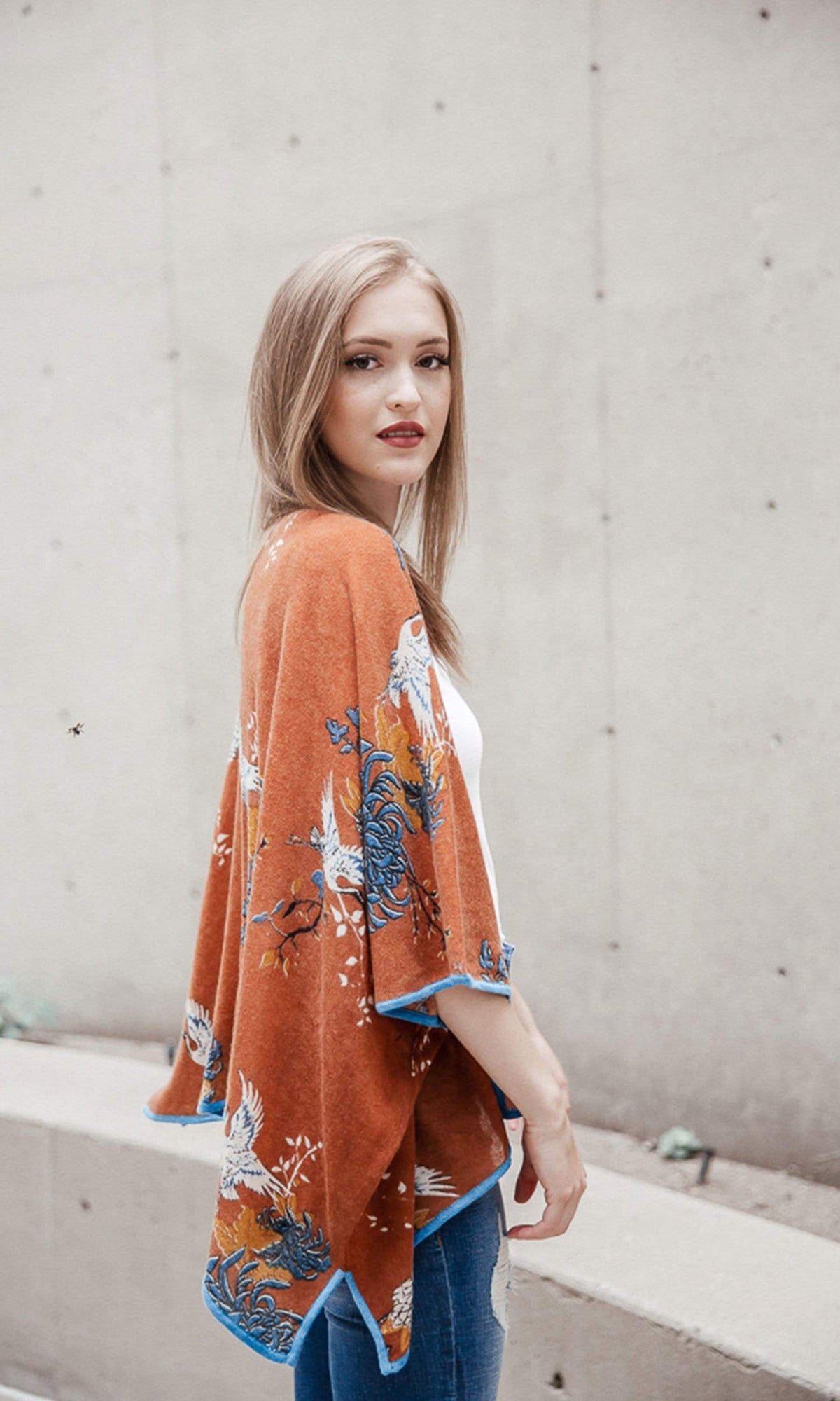 Knitwit Cashmere Kimono Cardigan - Japanese Floral