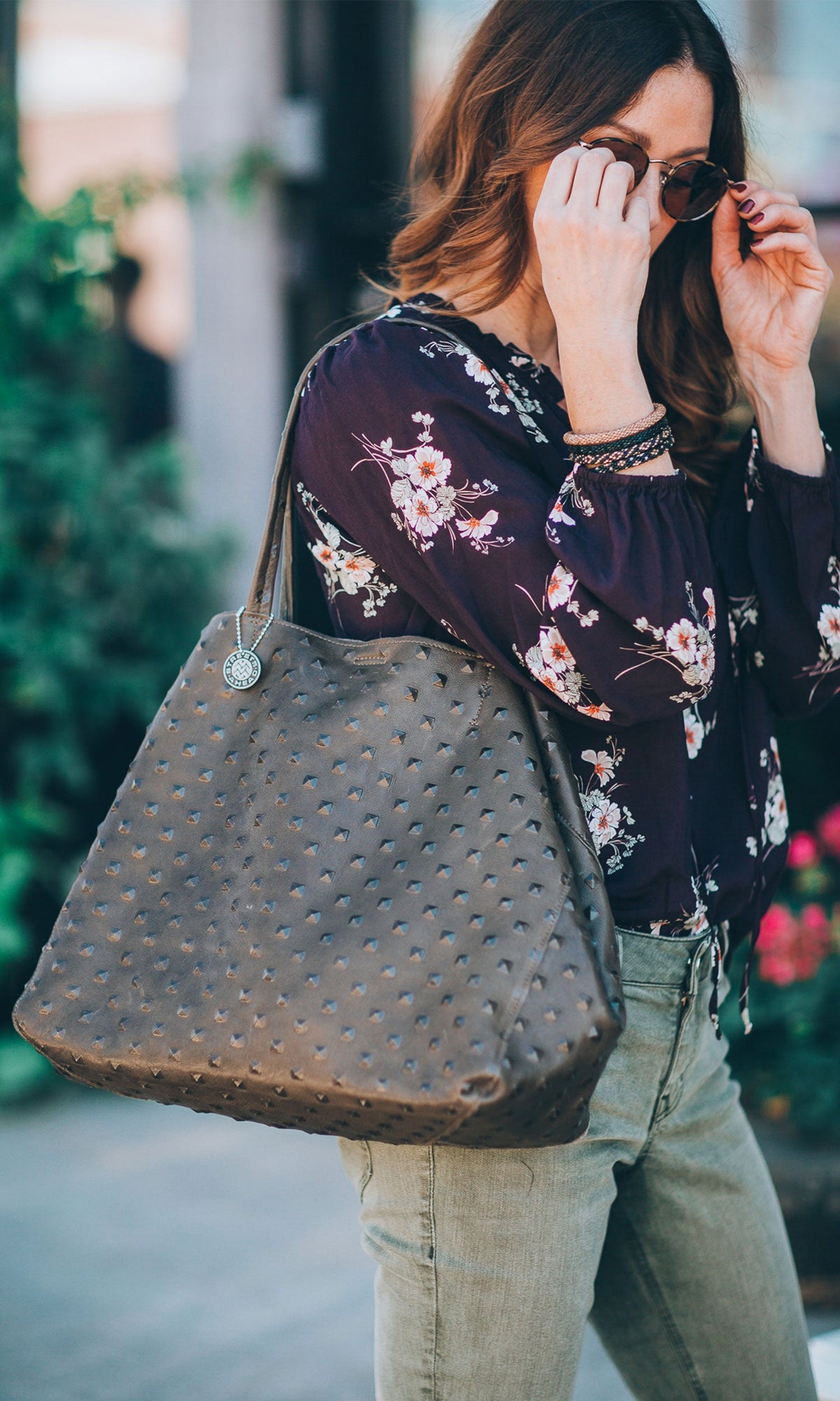 Streets Ahead Charlotte Pyramid Embossed Large Leather Tote