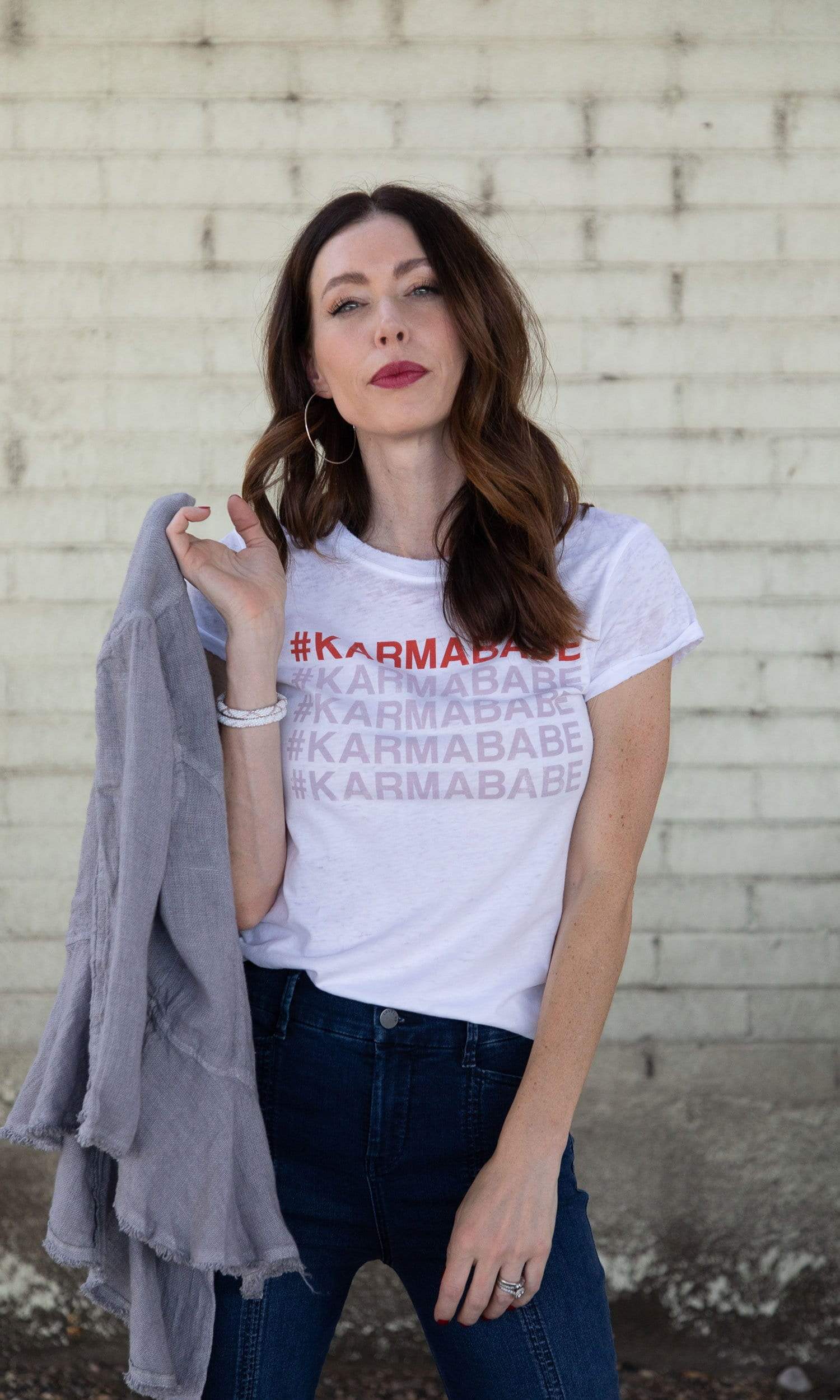 Recycled Karma Karmababe Distressed Burnout Tee