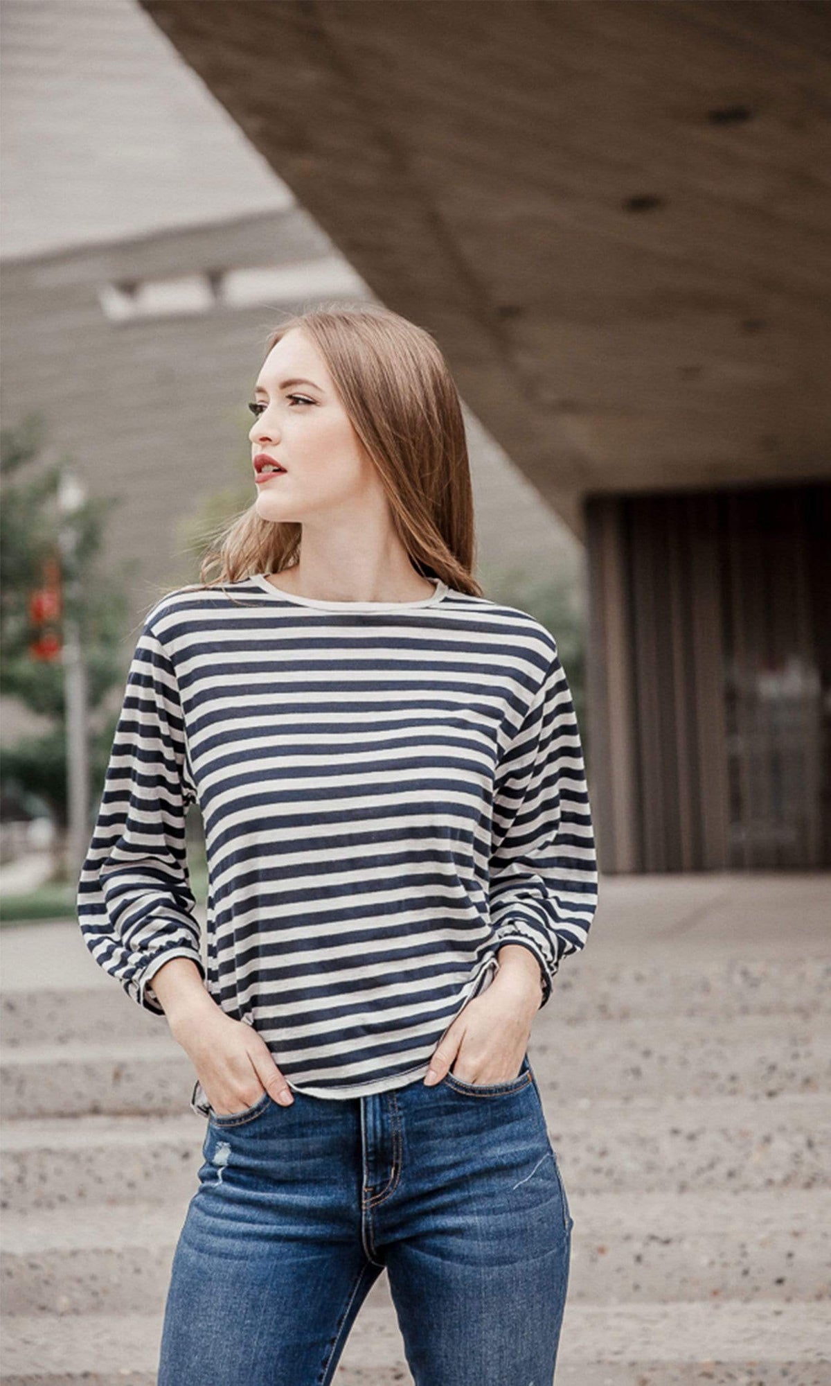 Velvet by Graham &amp; Spencer Zoelle Slub Knit Stripe Cuffed Sleeve Top