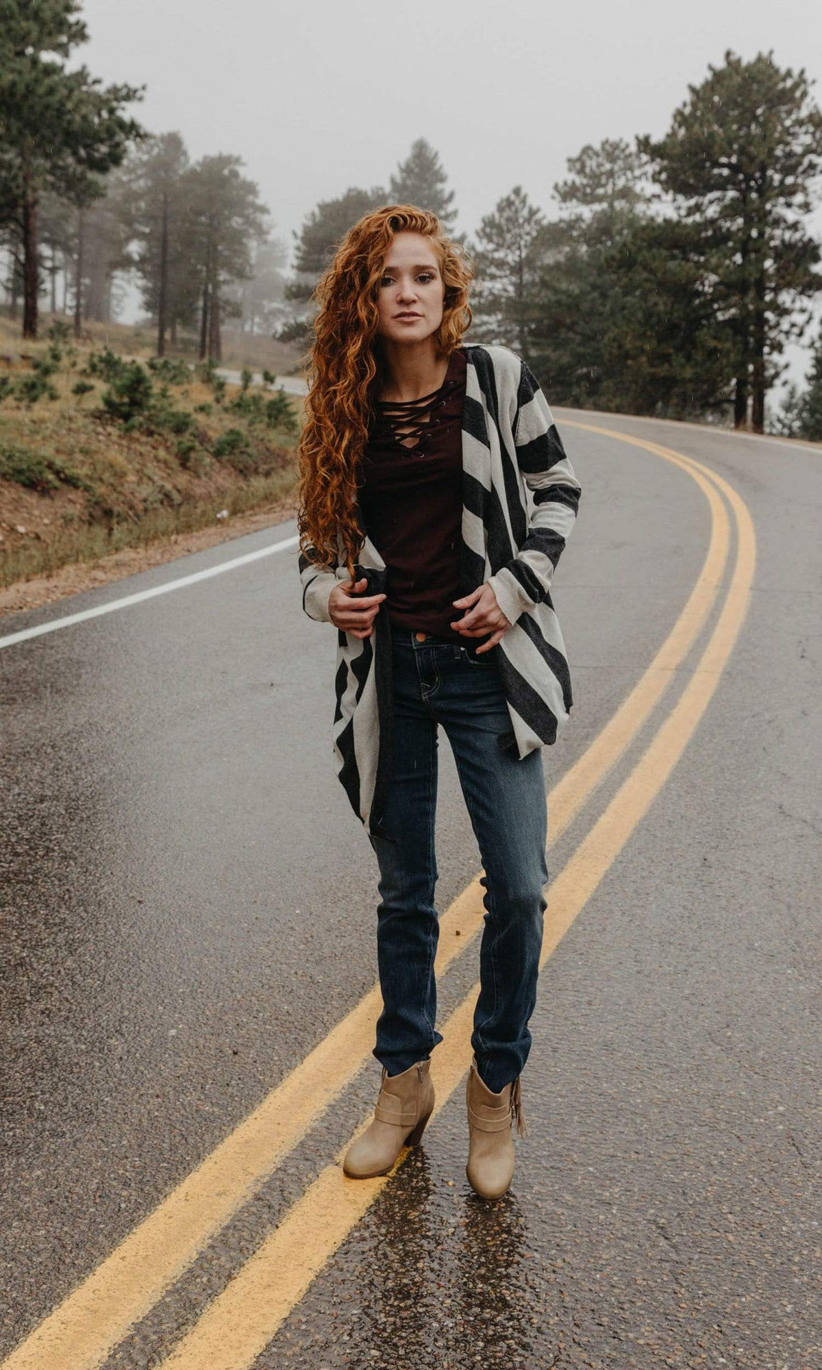 Velvet by Graham &amp; Spencer Joni Gauzy Whisper Lace Up Tee