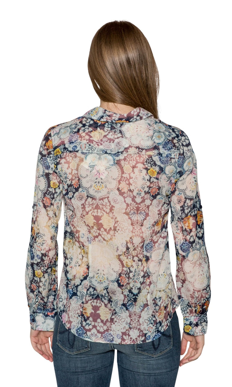 J.A.K. Button Down Navy Floral Shirt