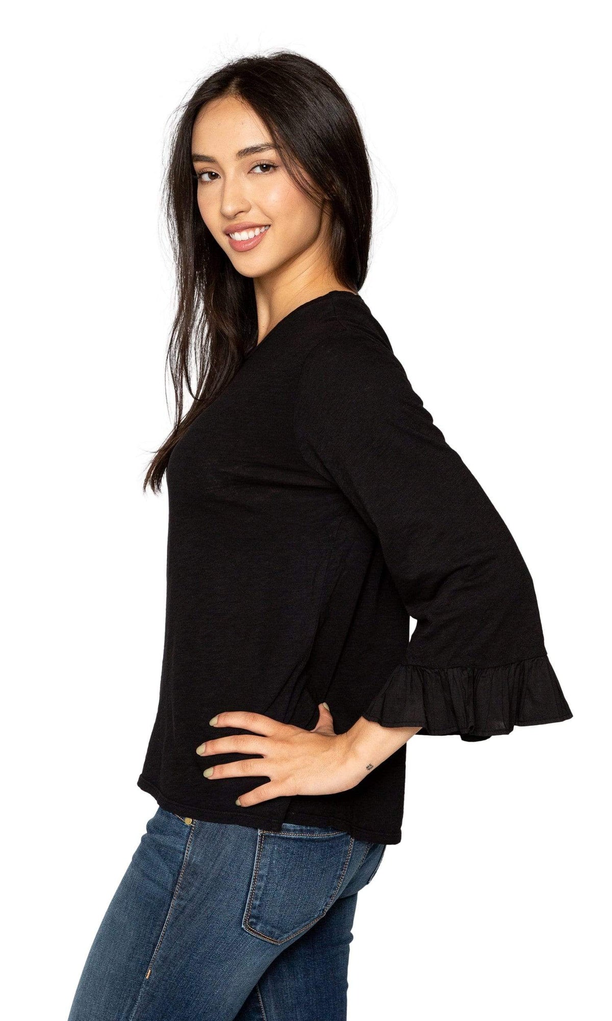 Velvet by Graham &amp; Spencer Toriana Cotton Slub Ruffle Sleeve Top