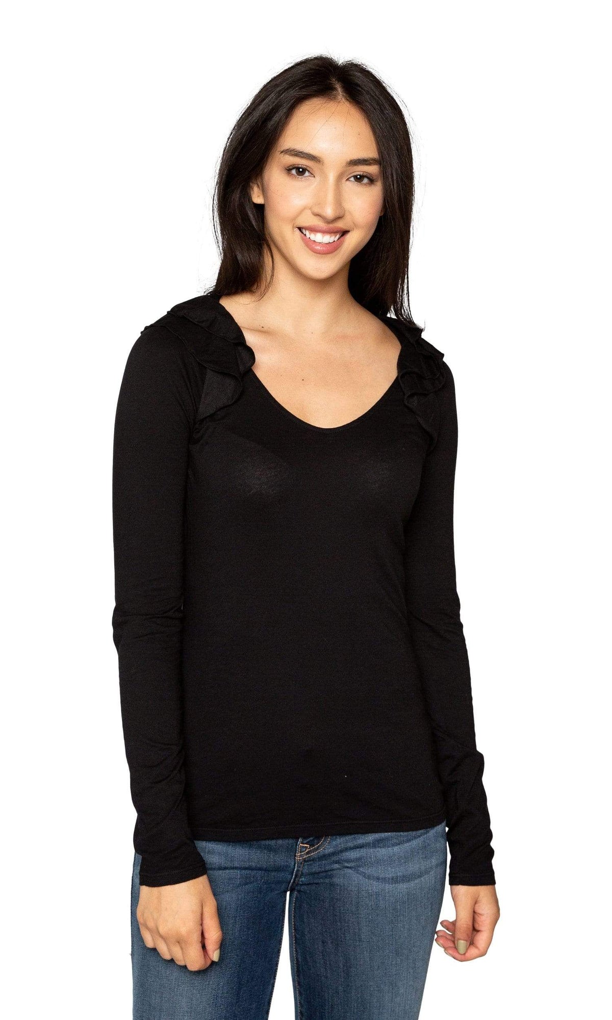 Velvet by Graham &amp; Spencer Yancy03 Ruffle Shoulder Top