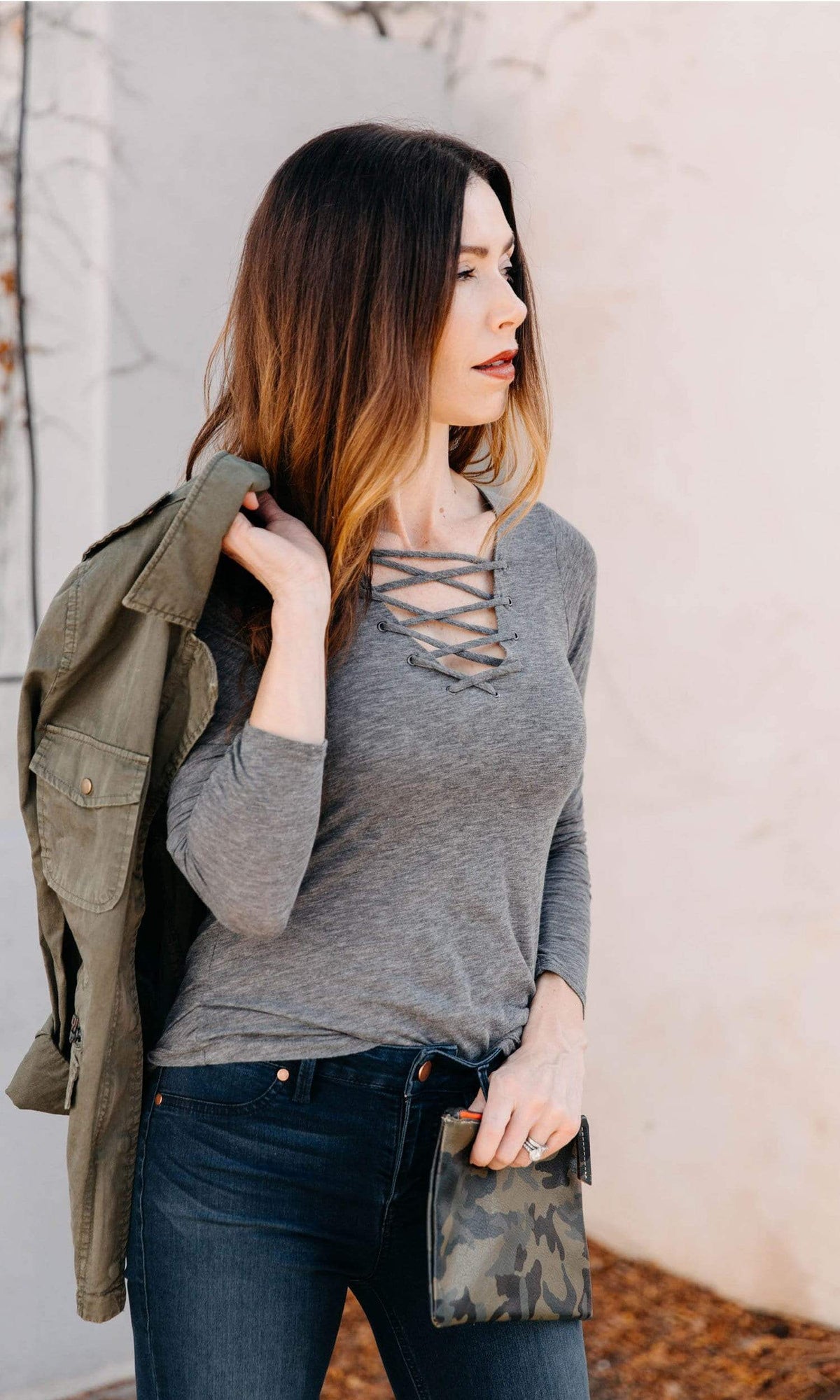 Velvet by Graham &amp; Spencer Joni Gauzy Whisper Lace Up Tee