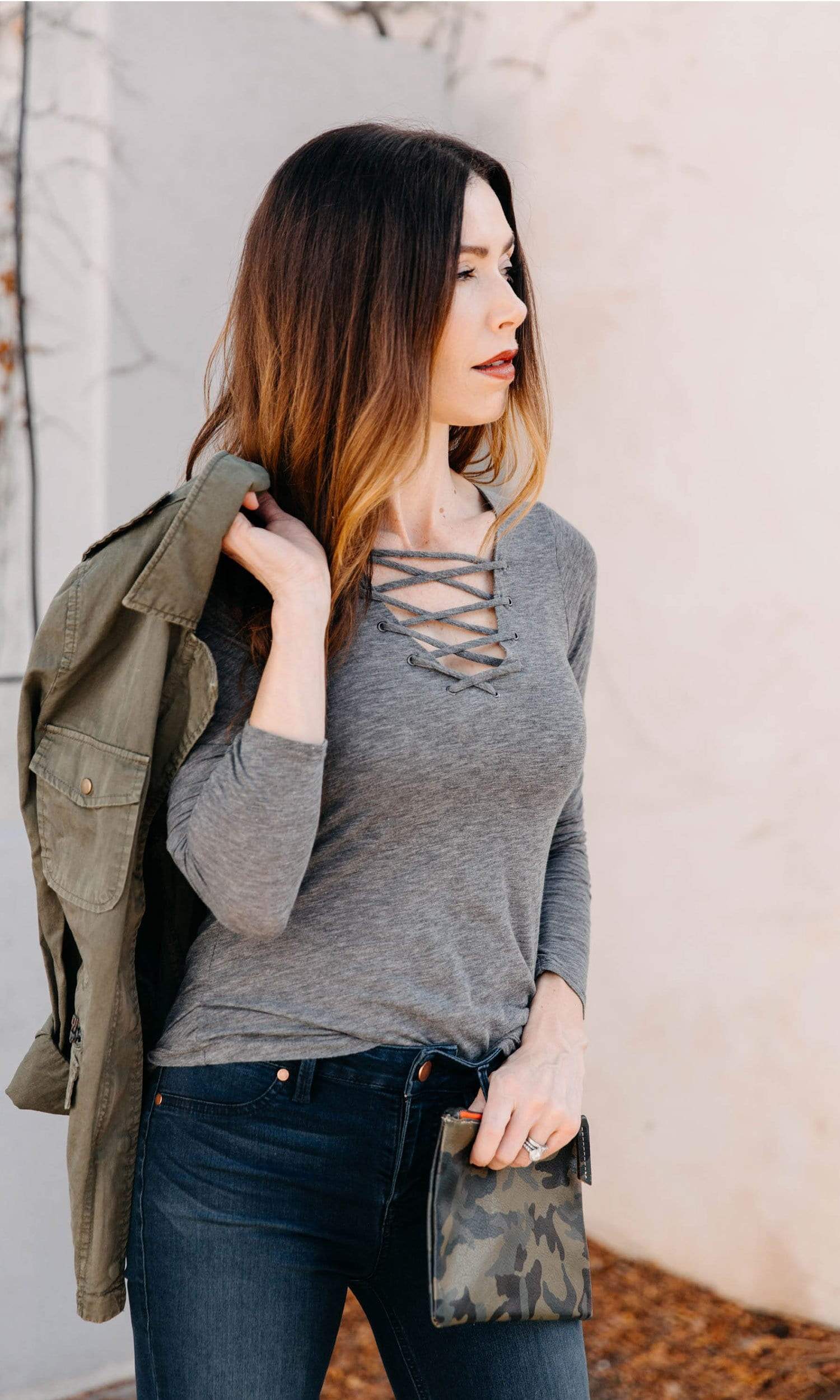 Velvet by Graham & Spencer Joni Gauzy Whisper Lace Up Tee