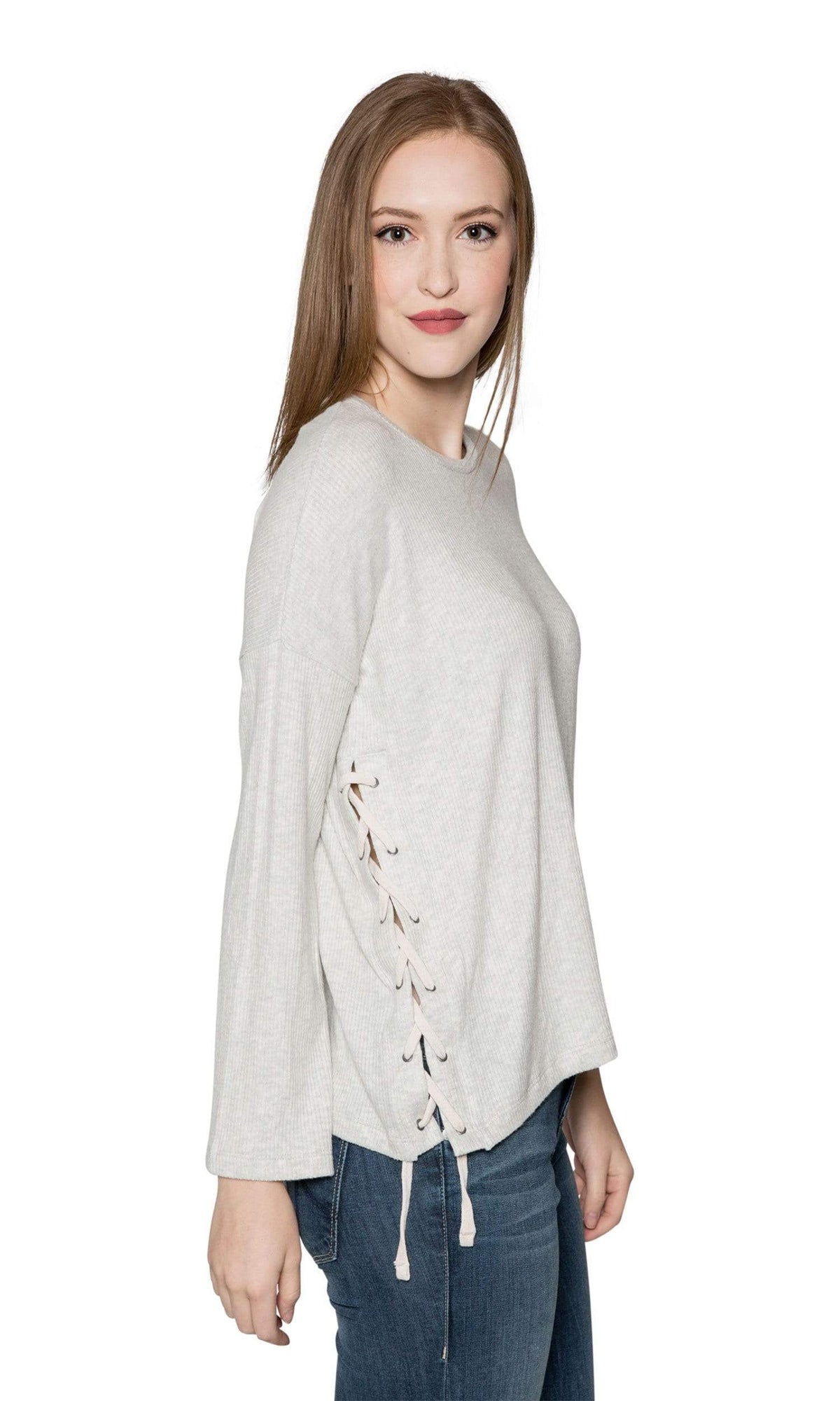 Velvet by Graham &amp; Spencer Jonas Cozy Rib Lace Up Sleeve Top