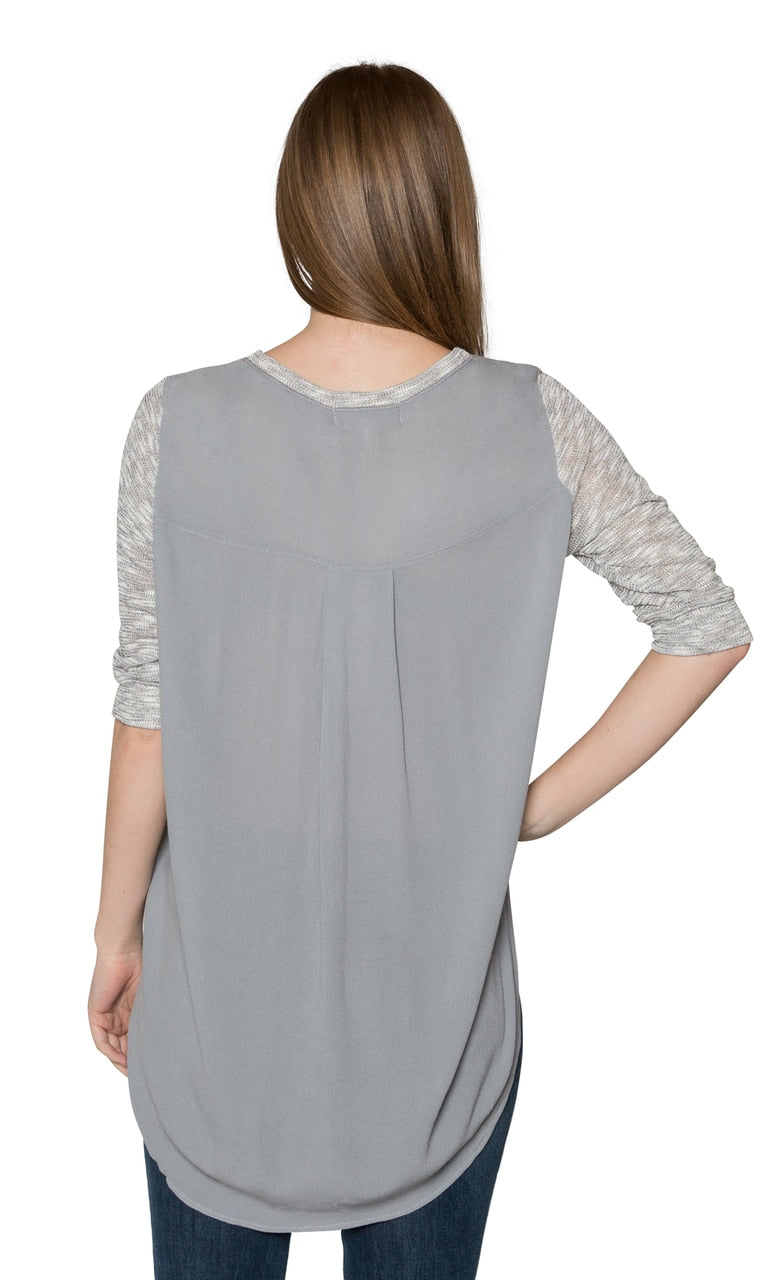 Valln Crewneck Sheer Back Top
