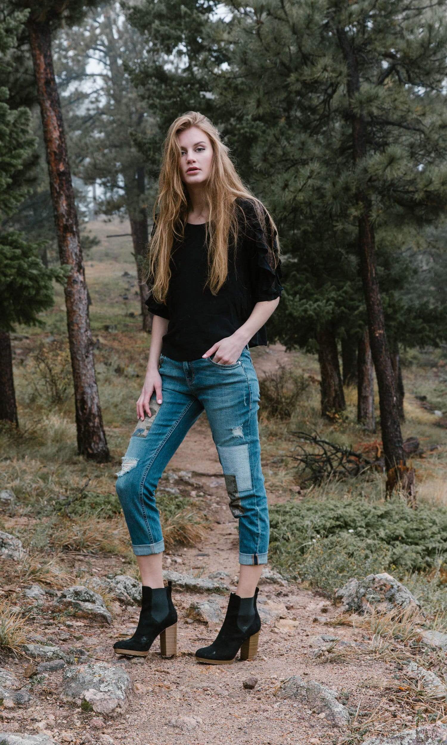 Velvet by Graham & Spencer Wrenley Lace Sleeve Challis Top