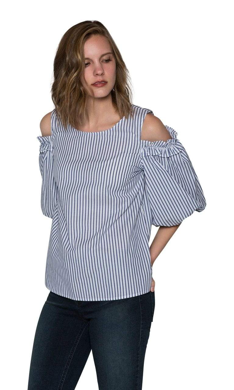 Velvet by Graham &amp; Spencer Bruna Cotton Stripe Cold Shoulder Blouse