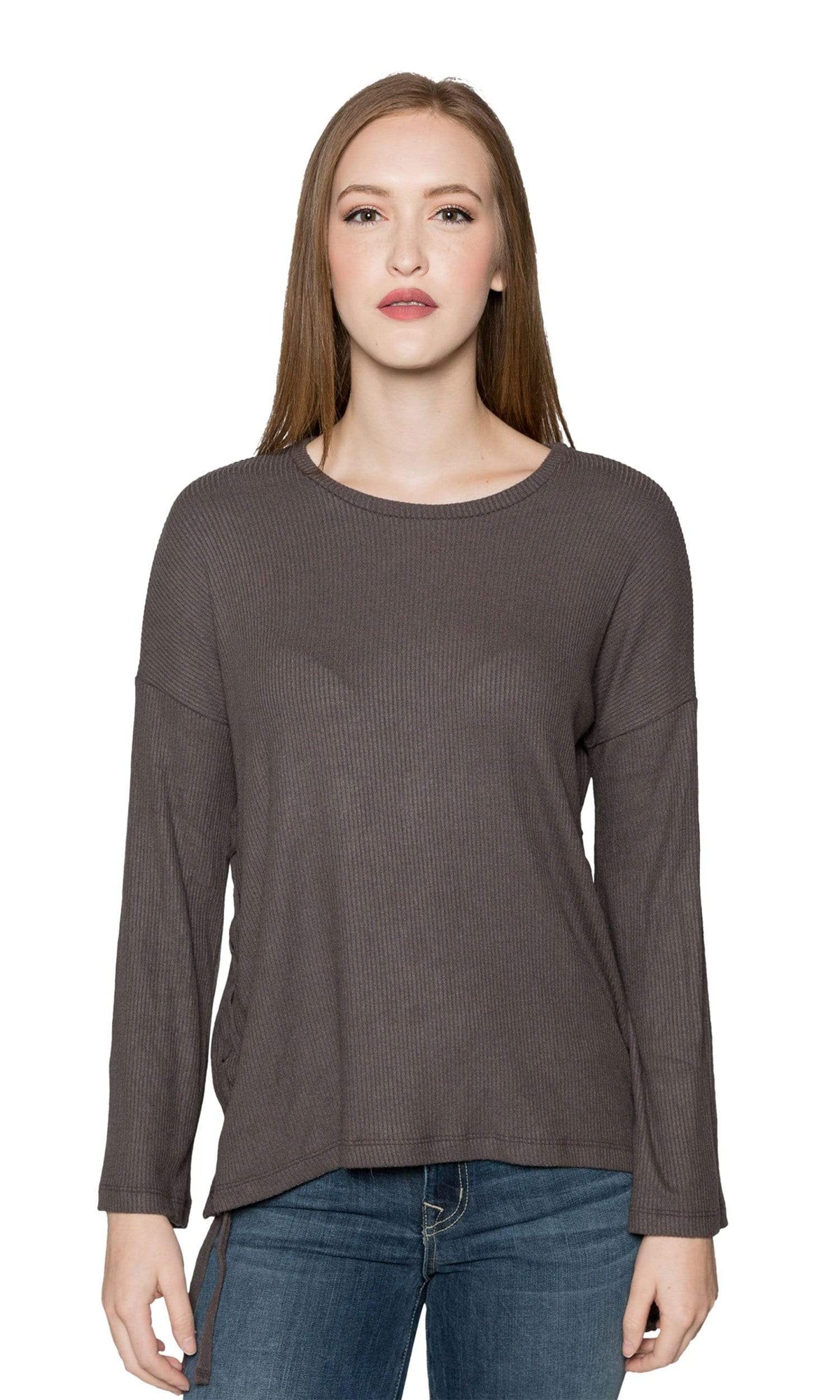 Velvet by Graham &amp; Spencer Jonas Cozy Rib Lace Up Sleeve Top