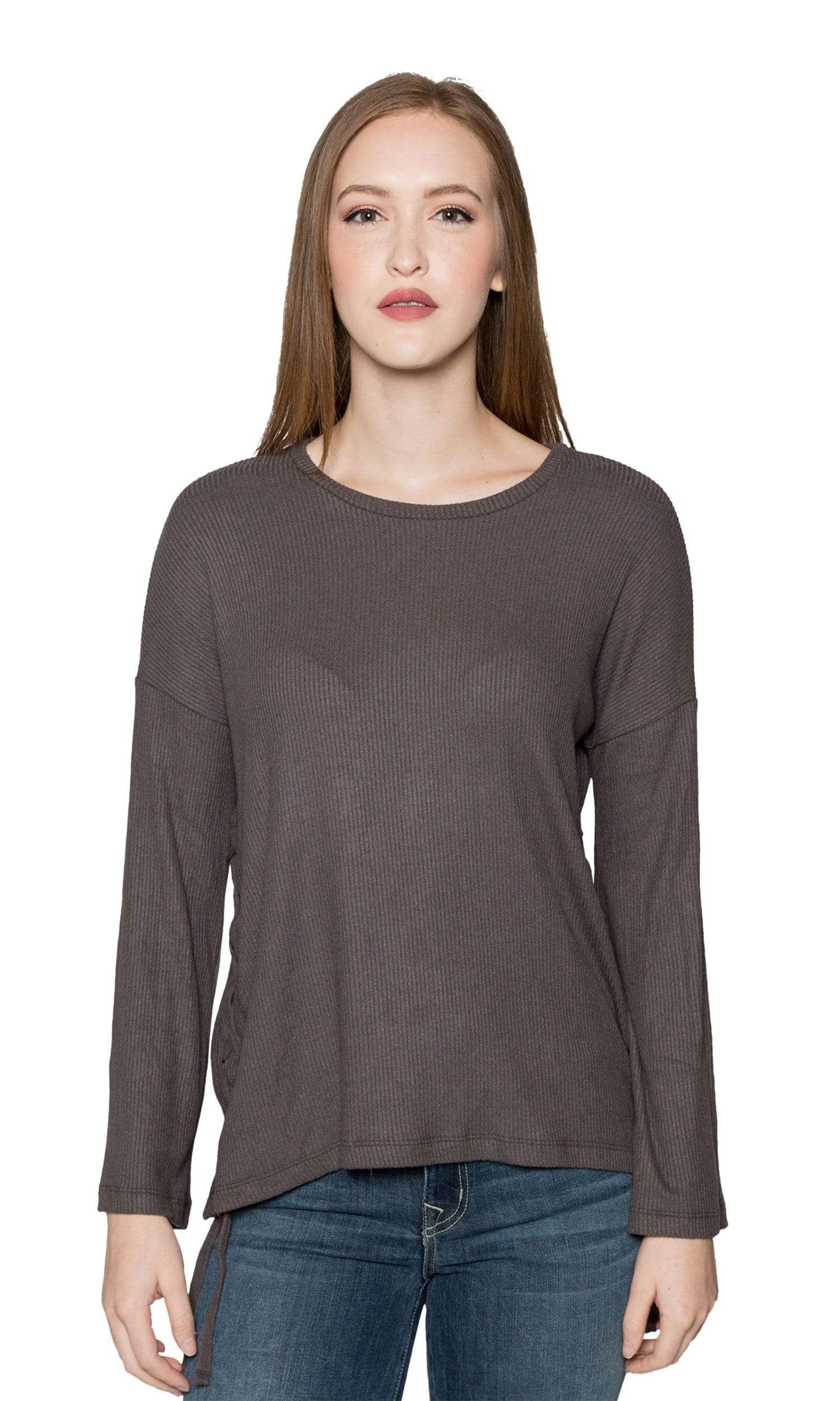 Velvet by Graham & Spencer Jonas Cozy Rib Lace Up Sleeve Top