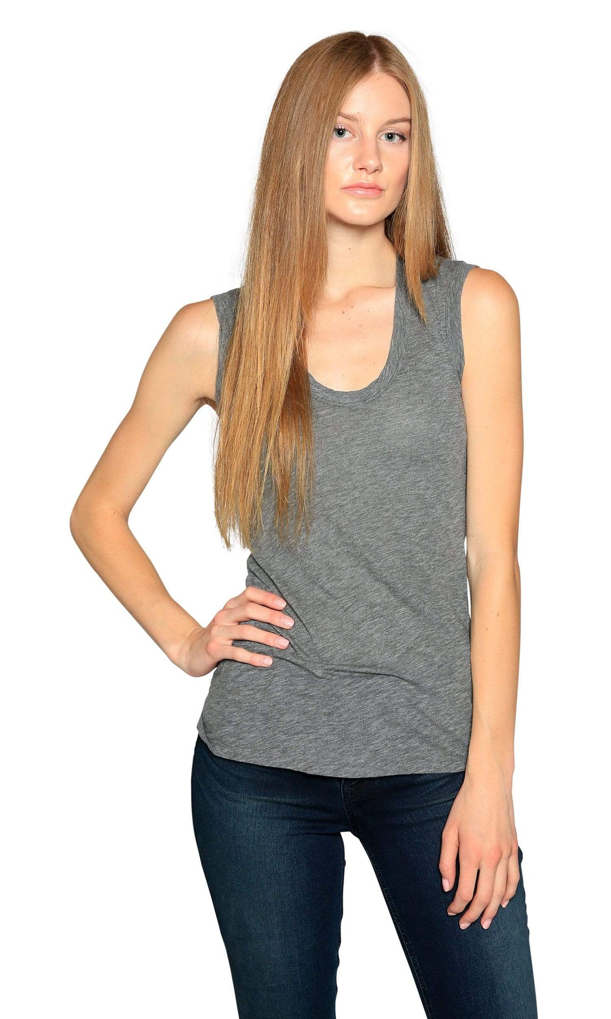 Velvet by Graham &amp; Spencer Estina05 Scoop Neck Tank Top-Charcoal
