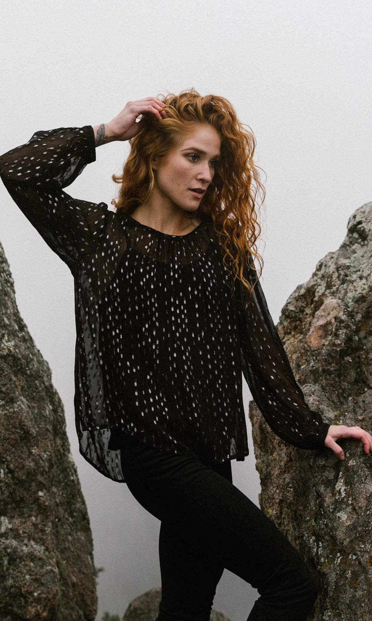 Velvet by Graham &amp; Spencer Roma Lurex Chiffon Sheer Top