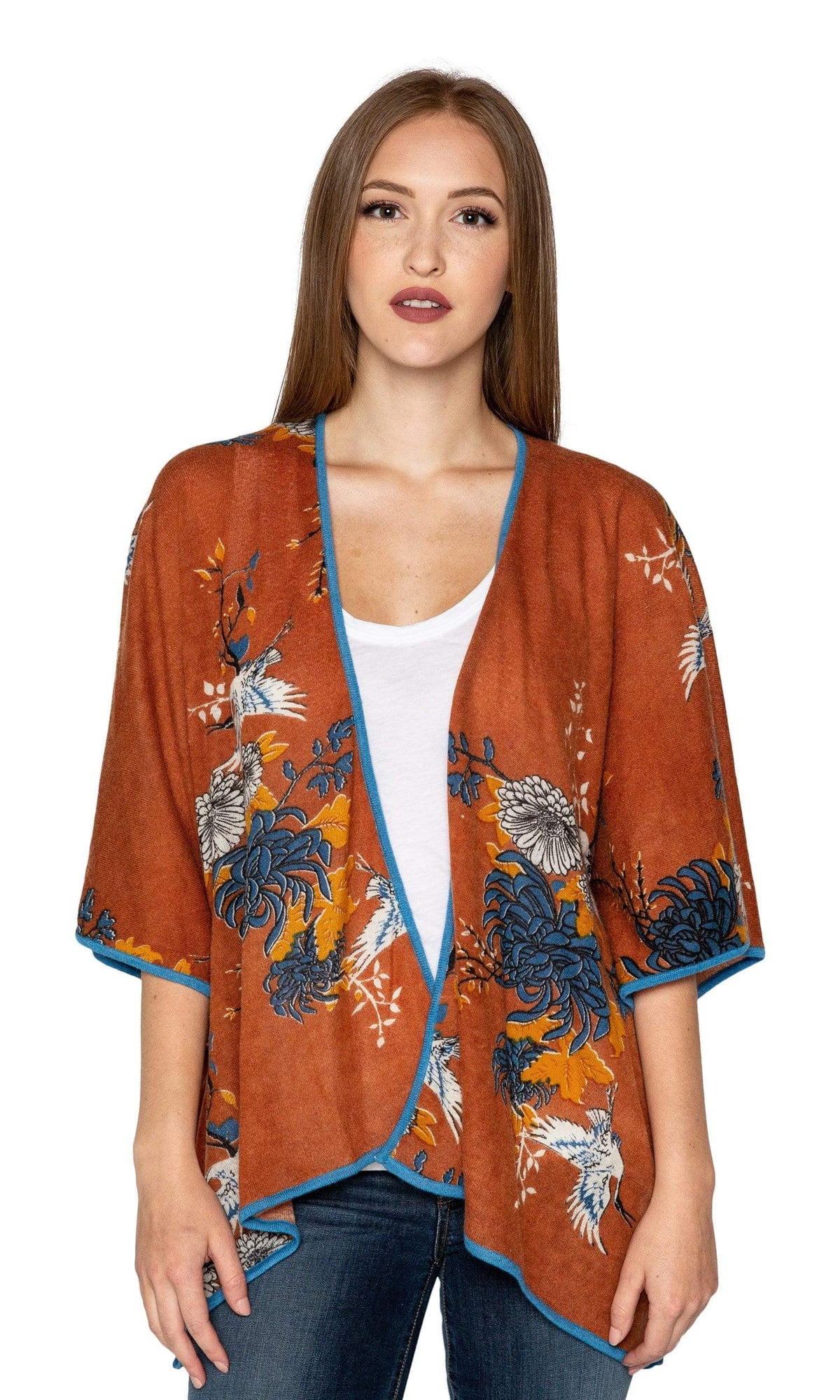 Knitwit Cashmere Kimono Cardigan - Japanese Floral