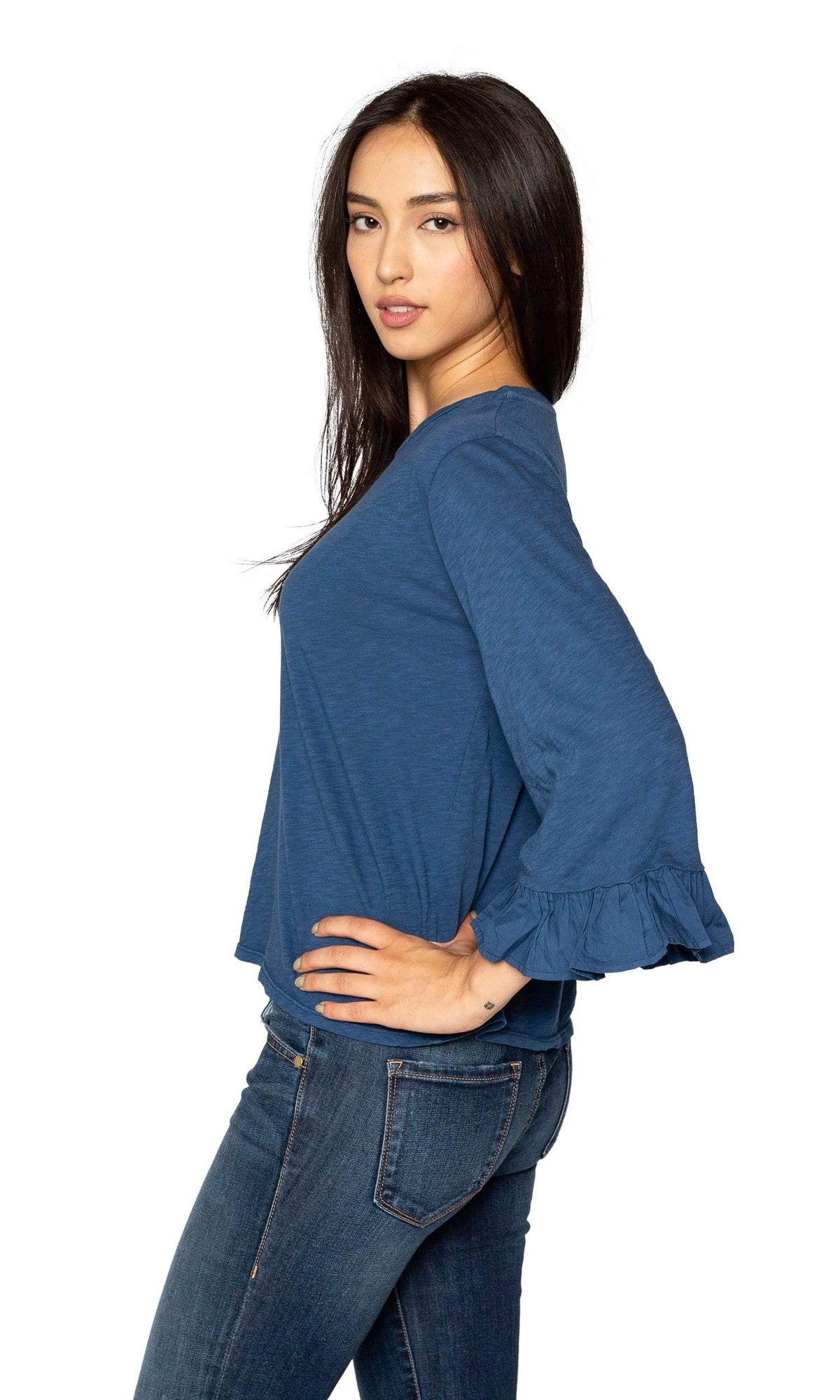 Velvet by Graham &amp; Spencer Toriana Cotton Slub Ruffle Sleeve Top