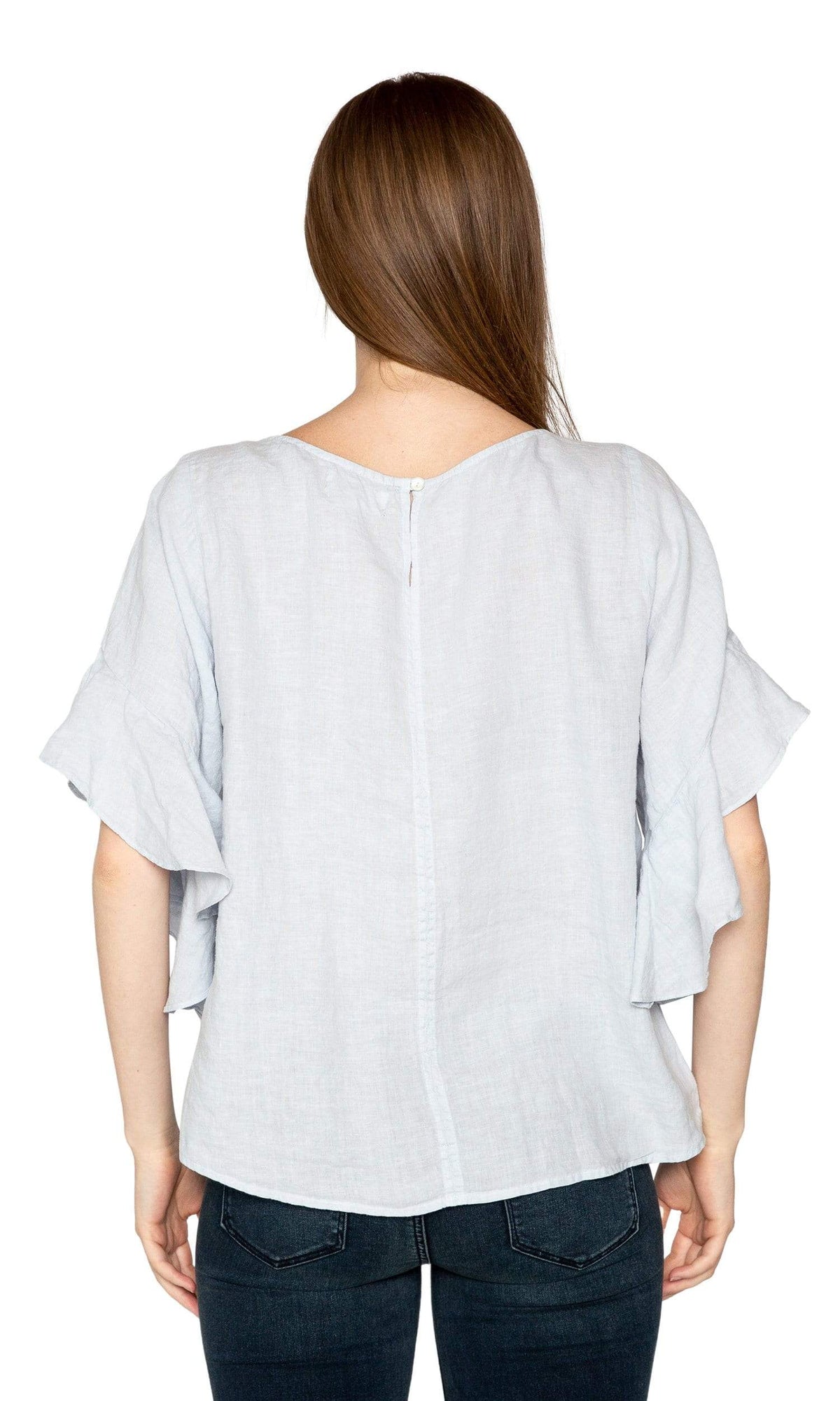 Velvet by Graham &amp; Spencer Alberta Woven Linen Ruffle Sleeve Top