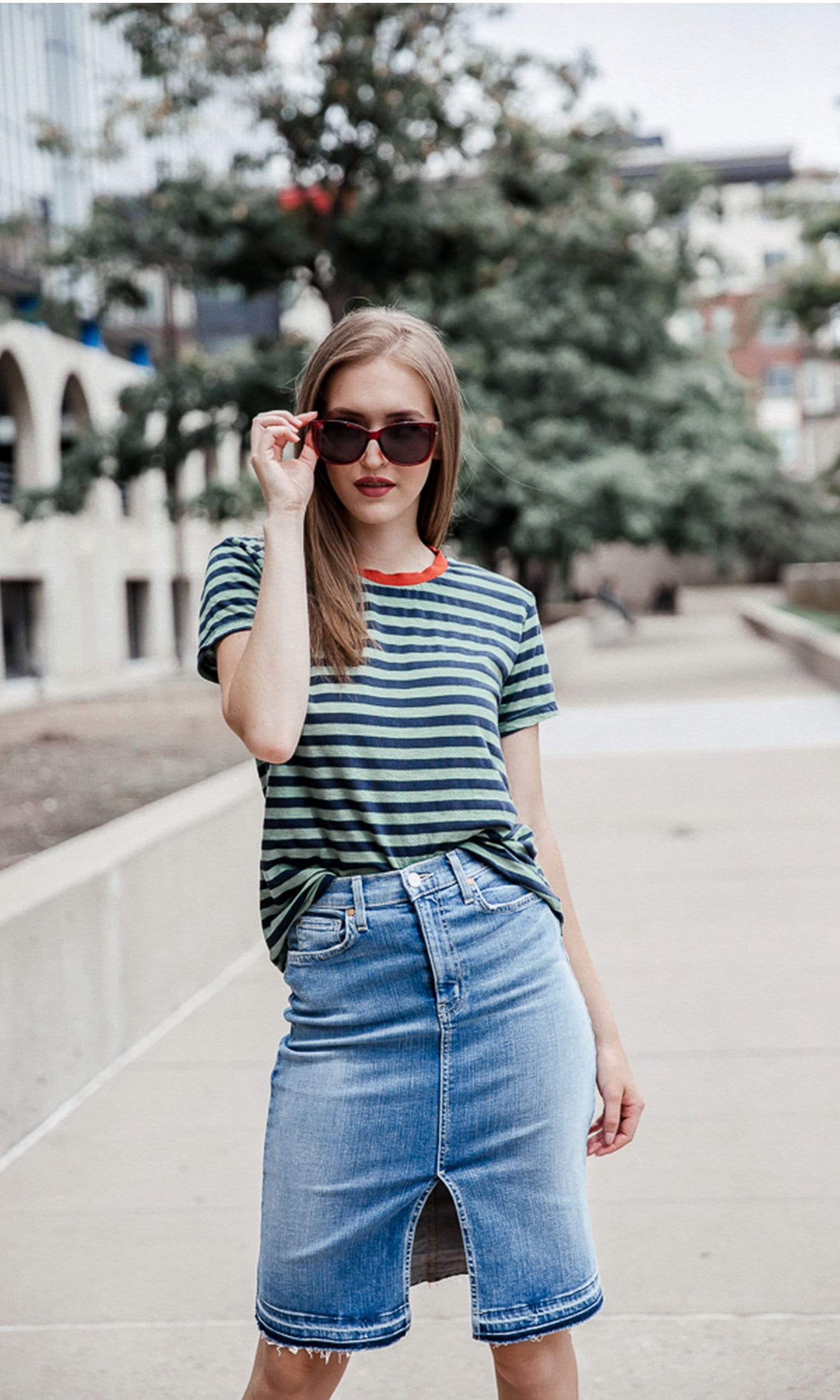 Velvet by Graham & Spencer Peace Slub Knit Stripe Tee