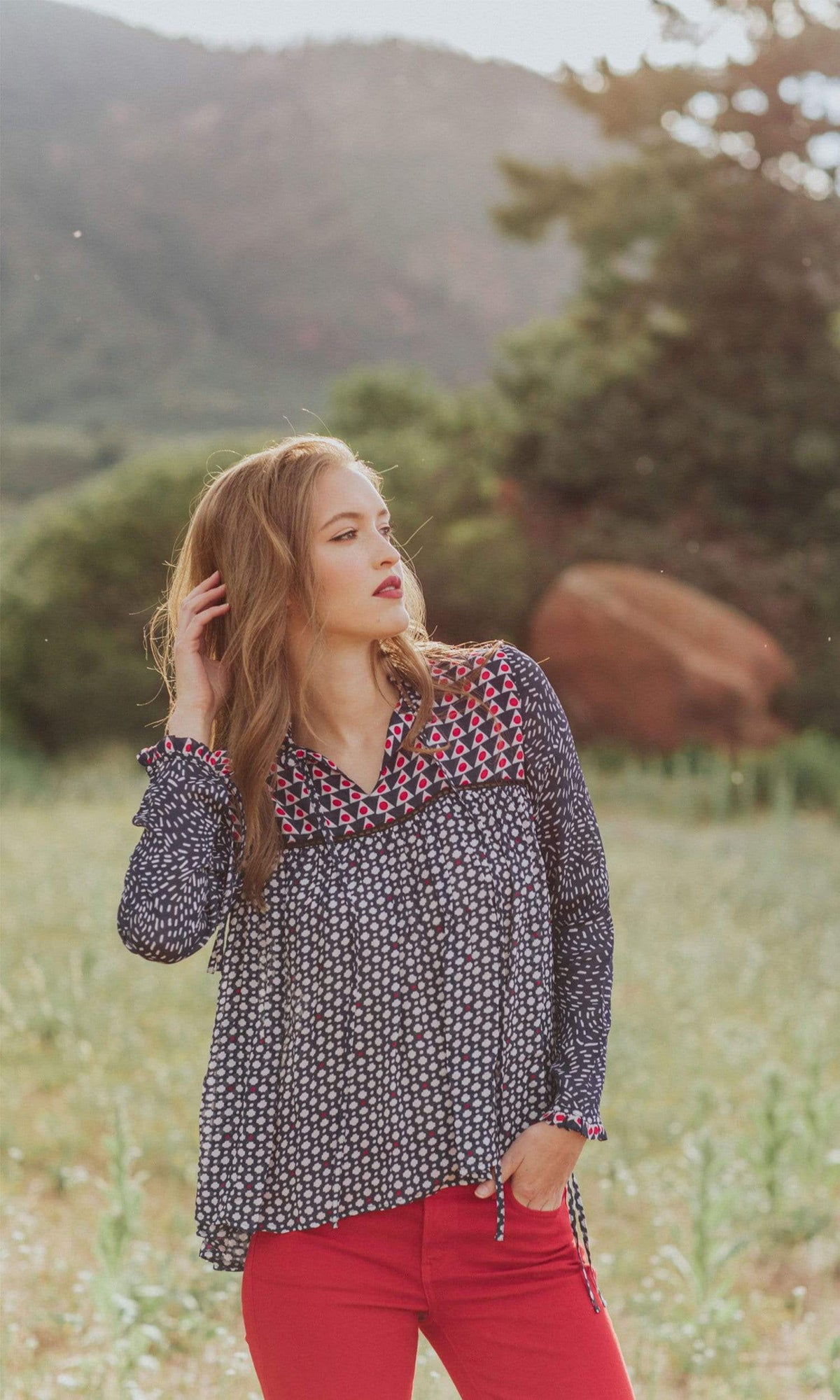 Conditions Apply A Pretty Top with Tie Neck