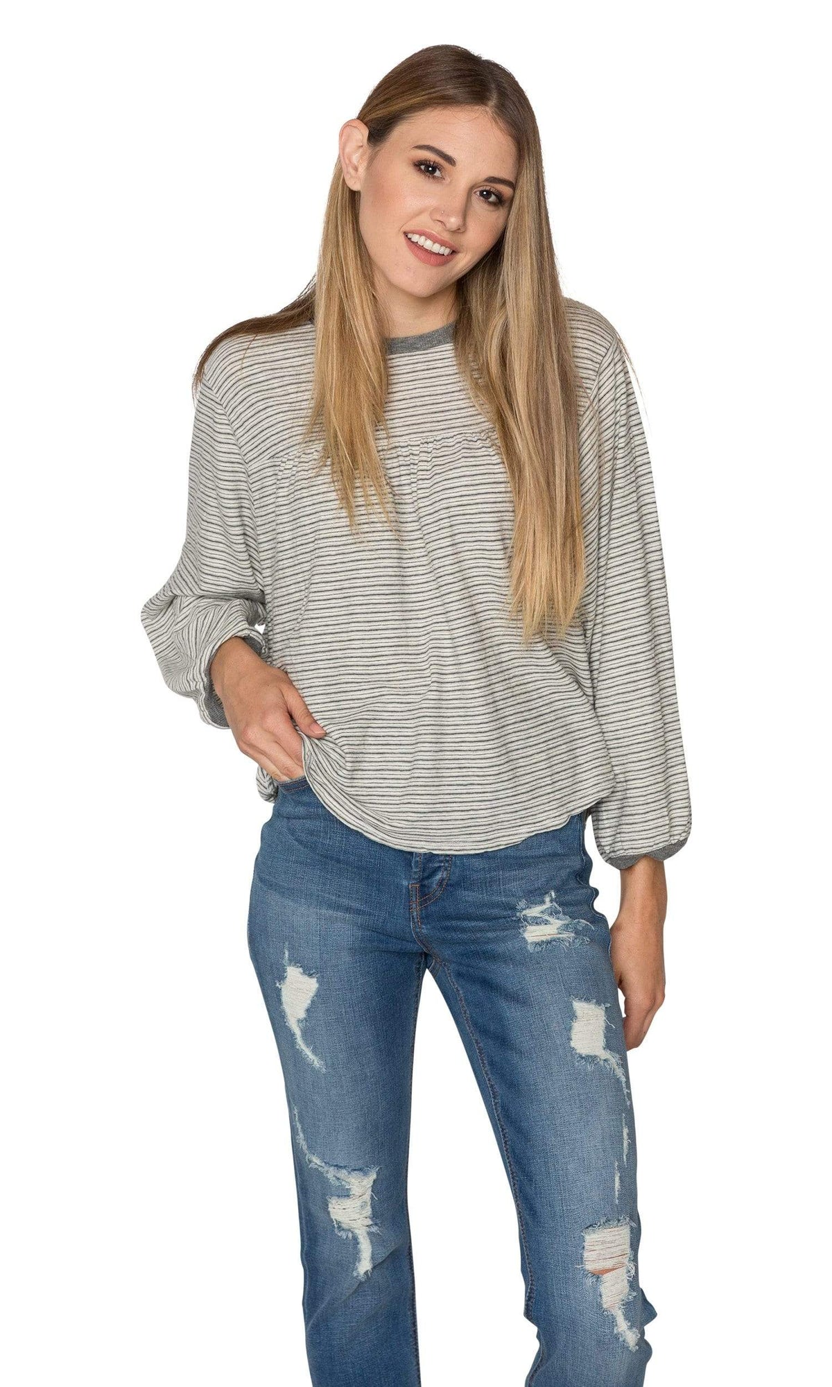 Velvet by Graham &amp; Spencer Nanelle Vintage Stripe 3/4 Sleeve Top