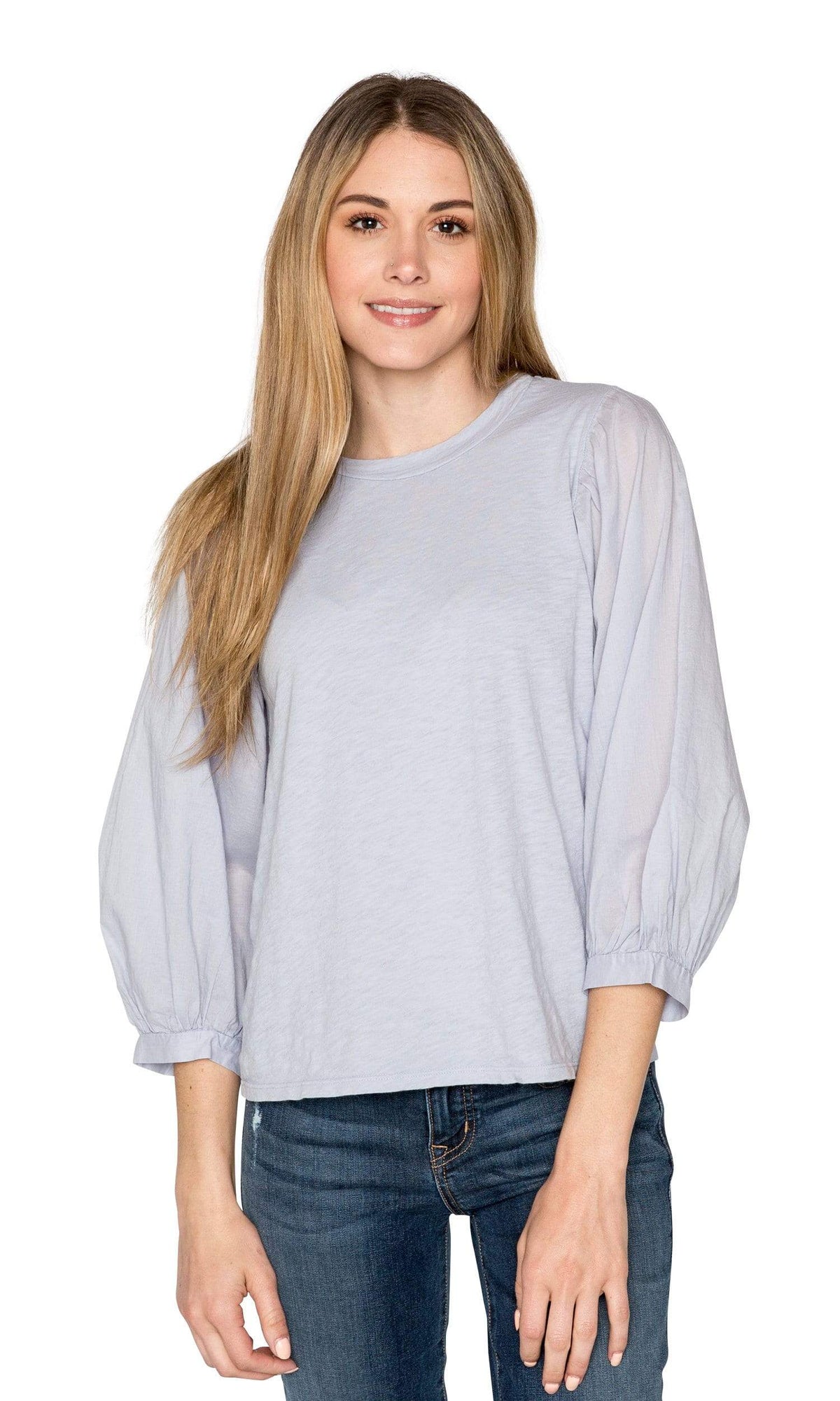 Velvet by Graham &amp; Spencer Simpson Cotton Slub Contrast Puff Sleeve Top