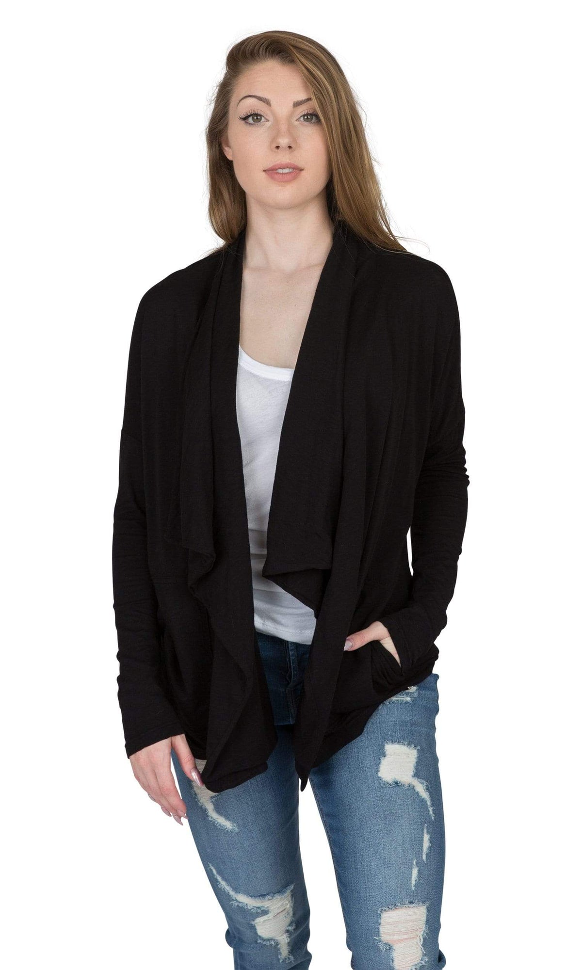 Velvet by Graham &amp; Spencer Emanuela Cotton Slub Open Drape Cardigan
