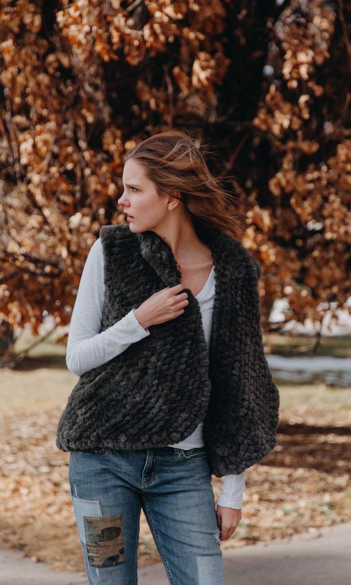 Love Token Ali Faux Fur Vest-Green