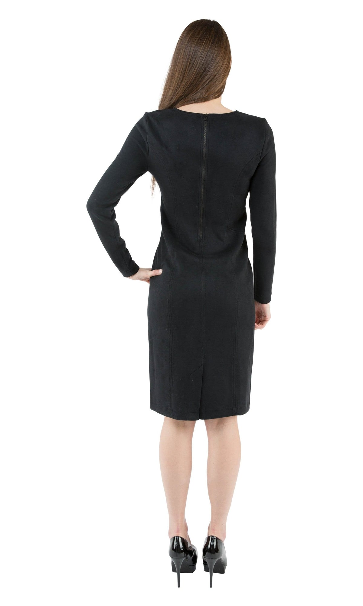 Level 99 Nev Long Sleeve Faux Suede Dress