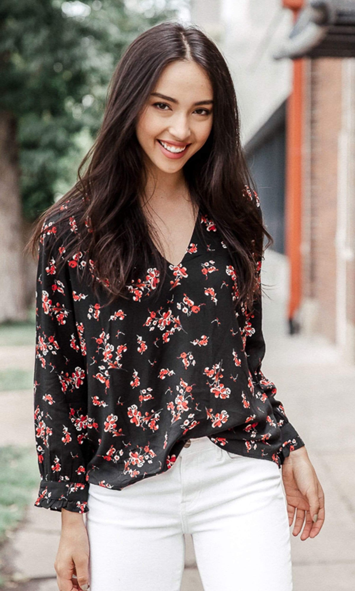 Velvet by Graham &amp; Spencer Jazzy Floral Print V Neck Top